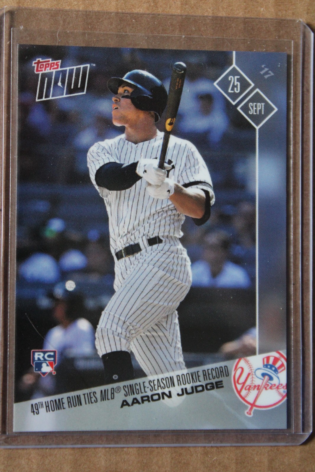 2017 TOPPS NOW #653 AARON JUDGE 49TH HR TIES MLB SINGLE SEASON ROOKIE RECORD