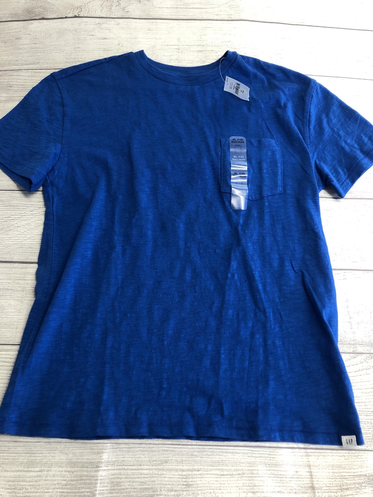 Gap Kids Shirt Youth XL 12 Blue Short Sleeve Pocket Tee 100% Cotton Tagless