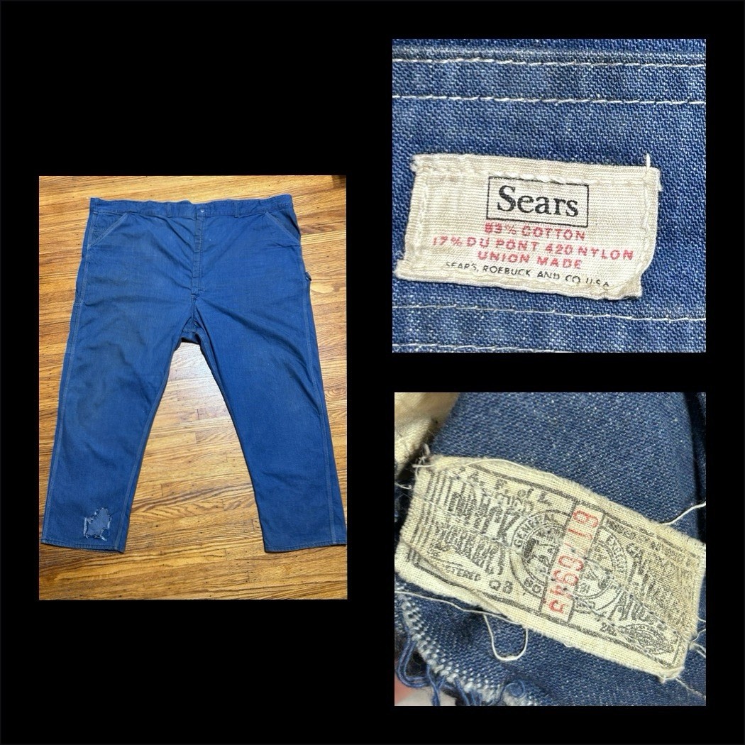 Sears Roebuck 1950’s 1960’s Denim Work Pants 56” X 30”