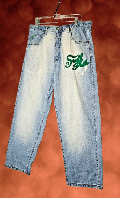 Vtg. Southpole Blue Jeans Green Tab  36x31 Wide Leg  2000s Y2K