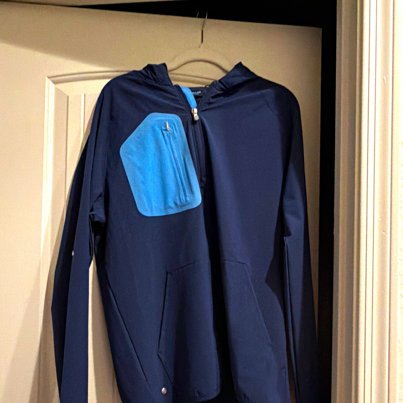 Peter Millar Crown Sport Full Zip Hooded Polyester Jacket Navy Mens M MS23XZ03