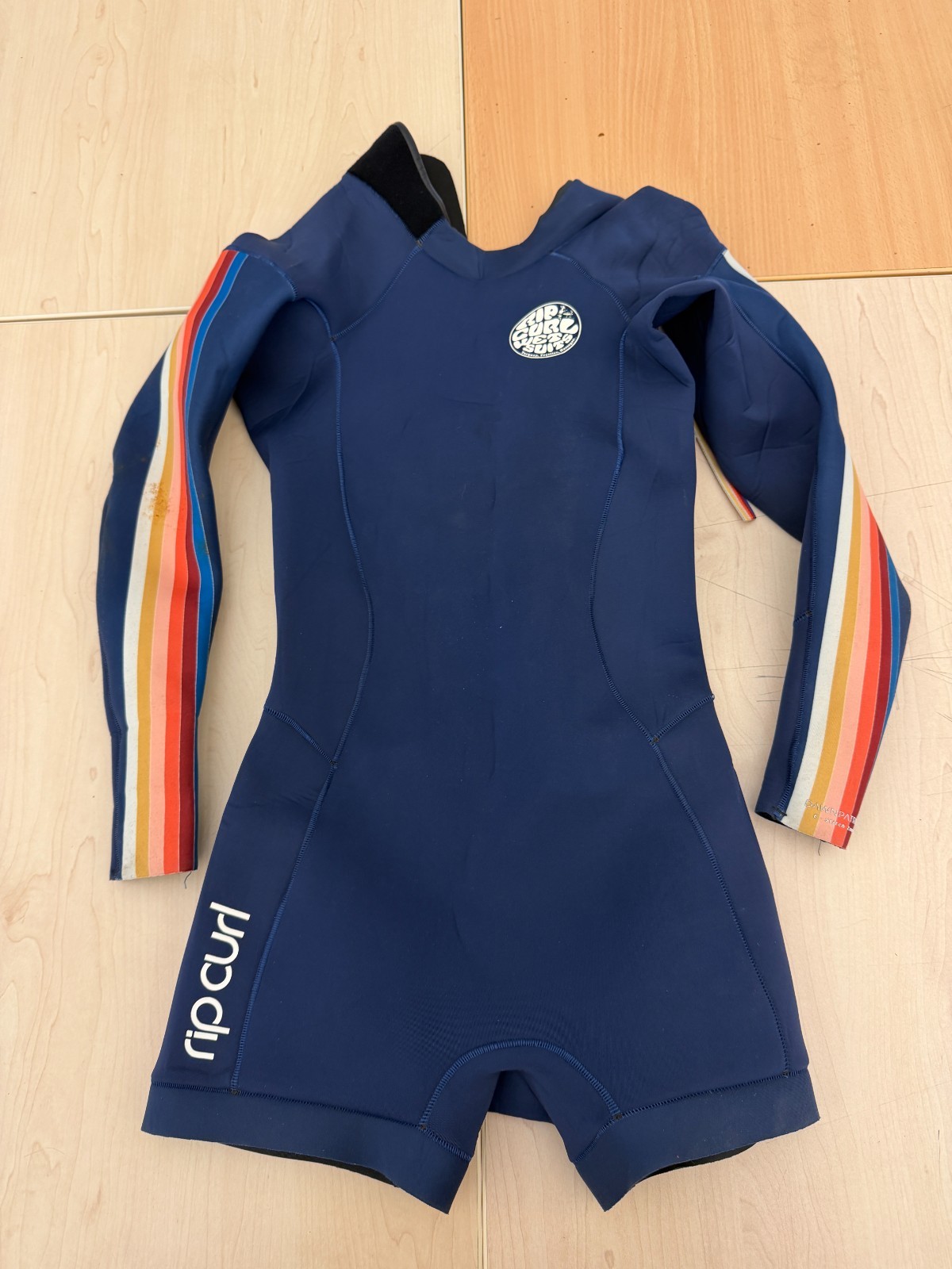 Rip Curl Dawn Patrol 2mm Long Sleeve Springsuit Womens Size 4 Navy Retro Stripe 