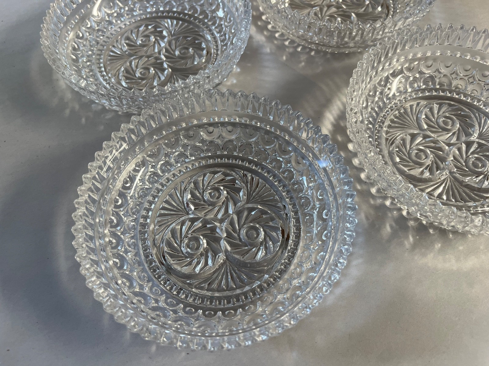1940s Set of 4 Fostoria Glass Crystal Pinwheel Dessert Bowls 5.5\