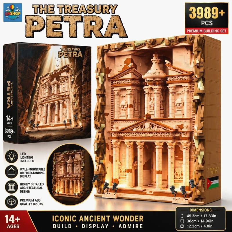 Treasury Petra Building Block Set 3989PCS LED Ancient Architecture Display Model Treasury Petra Building Block Set 3989PCS LED Ancient Architecture Display Model