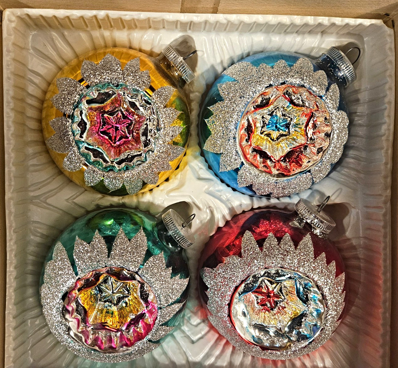 Vintage Sears Imperial Collection Glass Ball Ornaments Set Made In West Germany