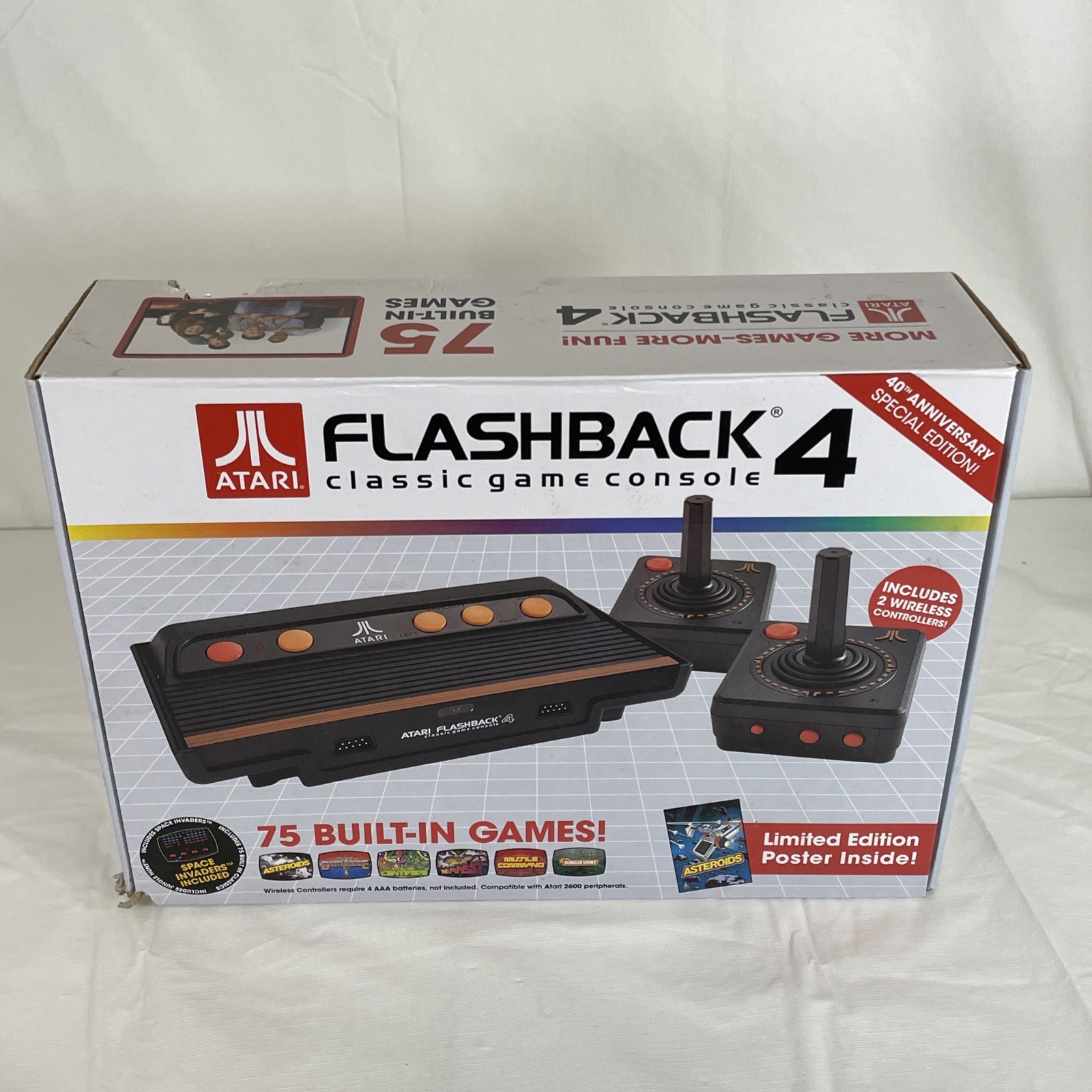 Atari Flashback 4 Classic Game Console Bundle 75 Built in Games with Poster