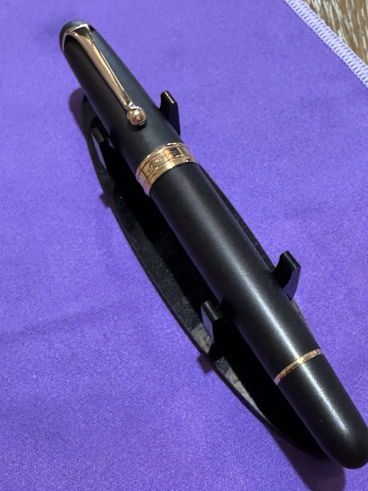 Aurora 88 Black Satin Rose Gold Fountain Pen 14K EF Nib Piston Box Italy