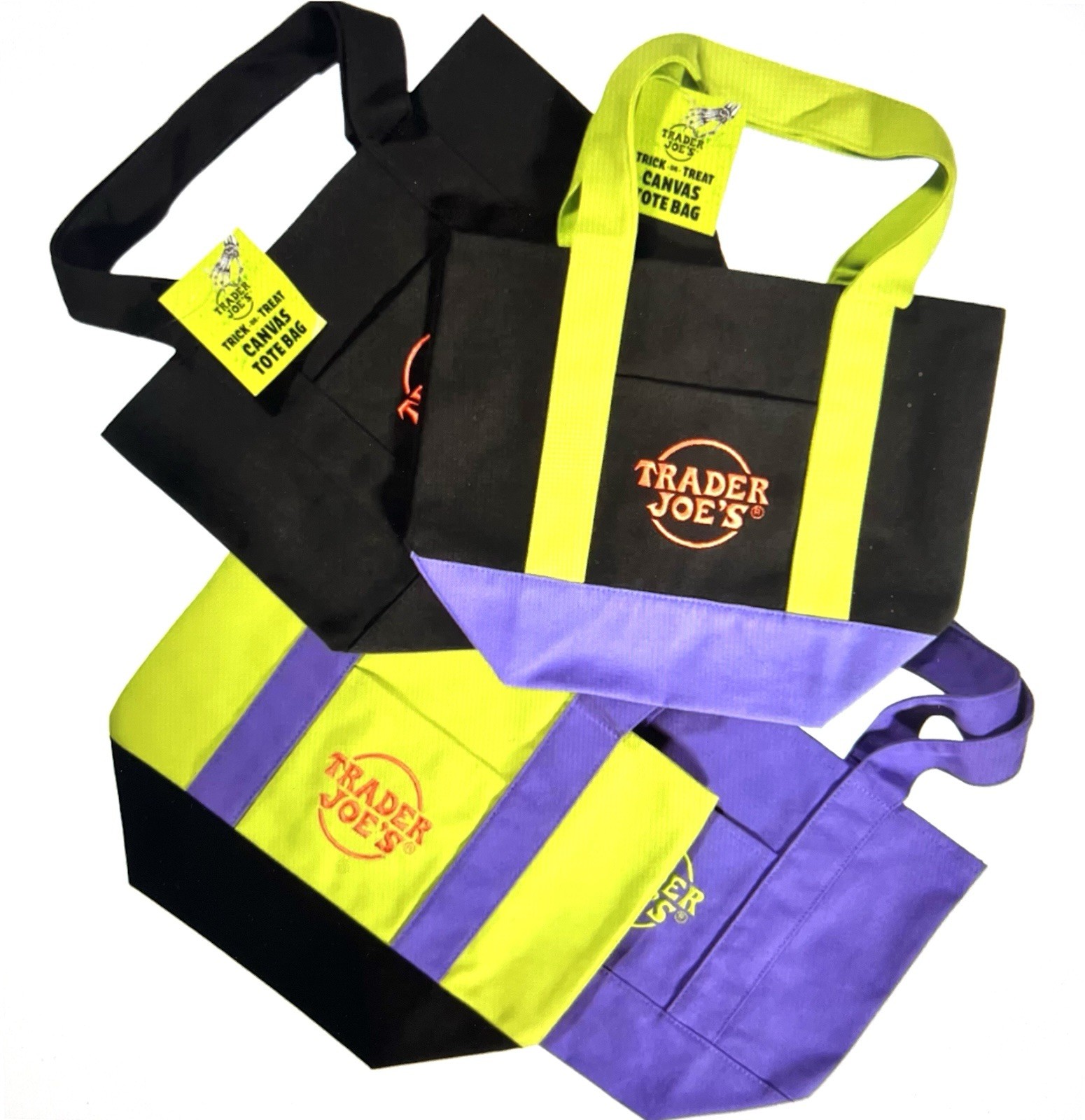 Trader Joe\'s Halloween Mini Canvas Totes SET OF FOUR 2026 LIMITED ED. -  PRESALE