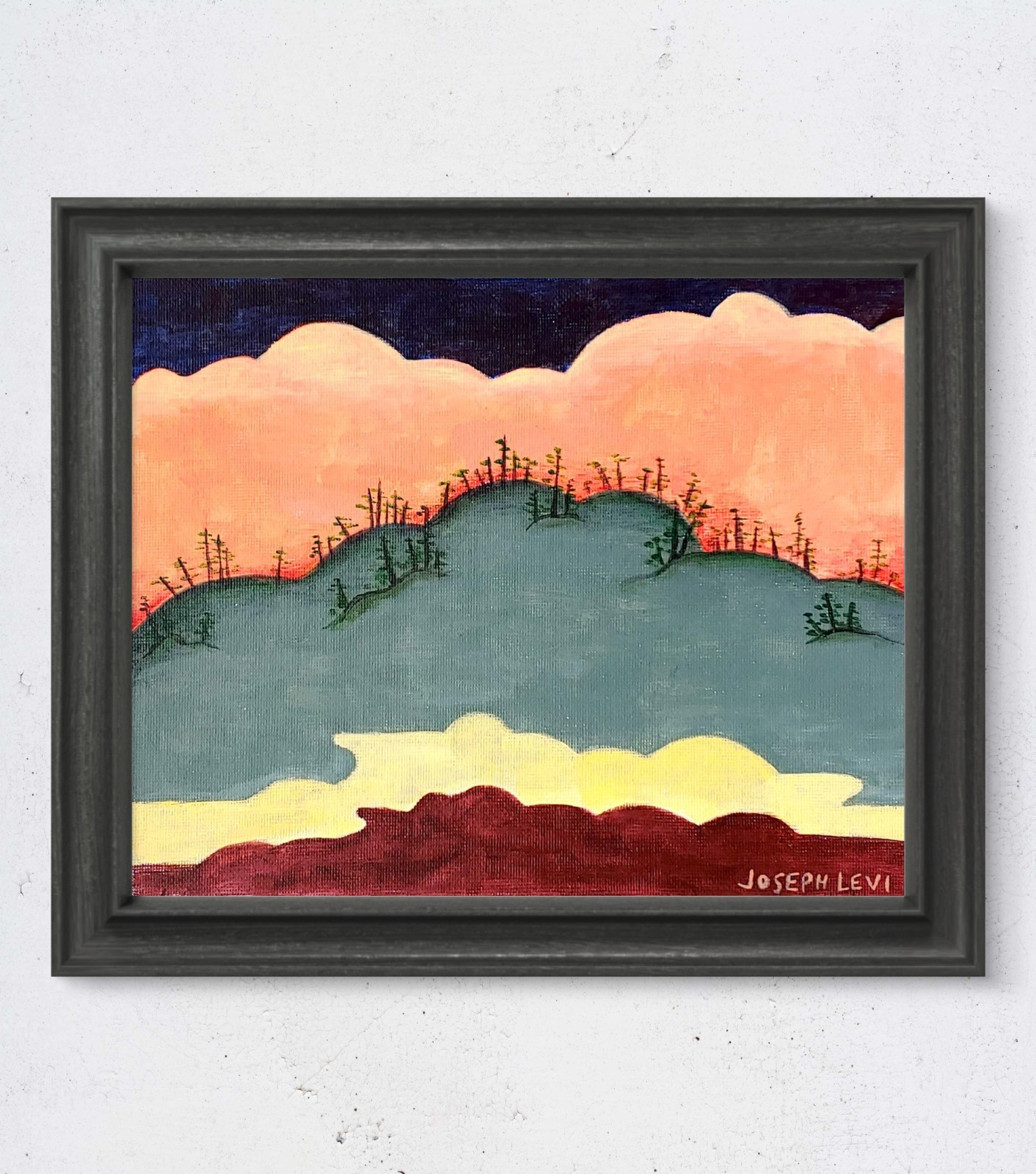 Original Modern Landscape Art 8x10 Cloudscape Tree Acrylic Painting Canvas Panel