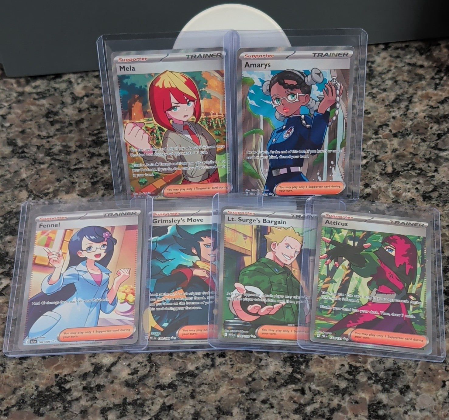 Pokémon TCG Trainer Supporter Full Art Holo 5 Card Lot Mela Amarys Atticus