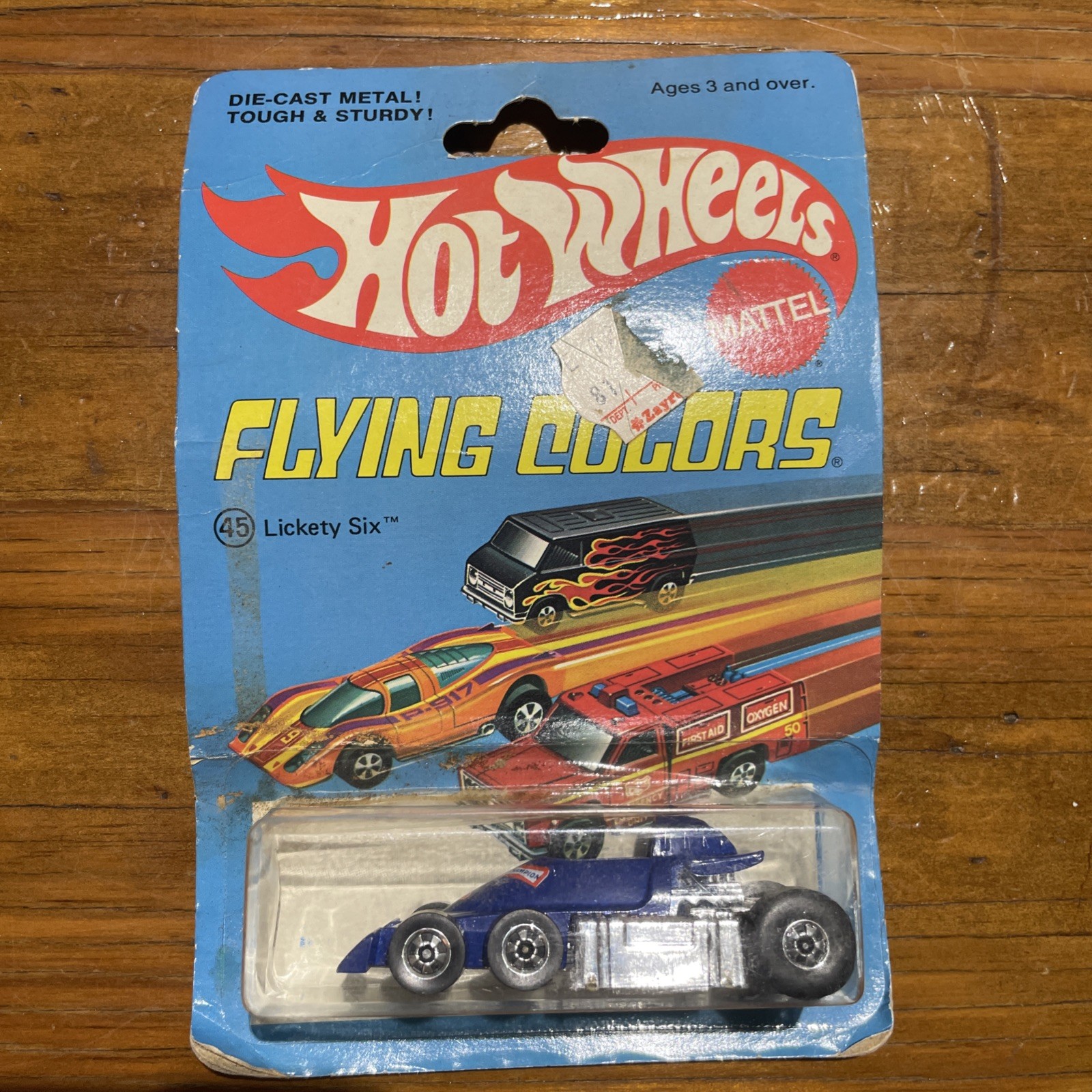 Sealed 1975 Hot Wheels Flying Colors LICKETY SIX Blue 45 NOS Sealed 1975 Hot Wheels Flying Colors LICKETY SIX Blue 45 NOS
