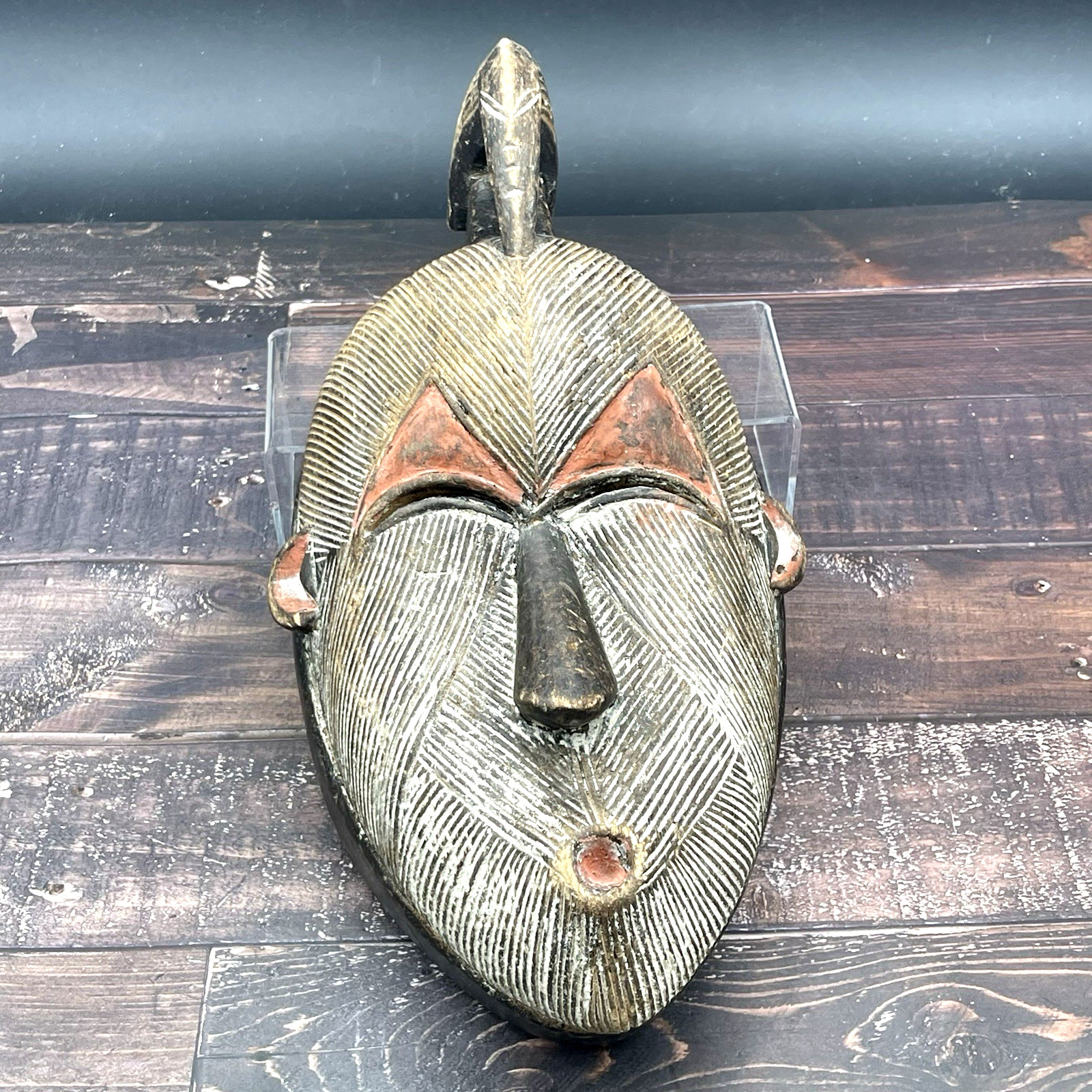 Vintage African Portrait Mask Hand Carved Wood with Details Anteater 15