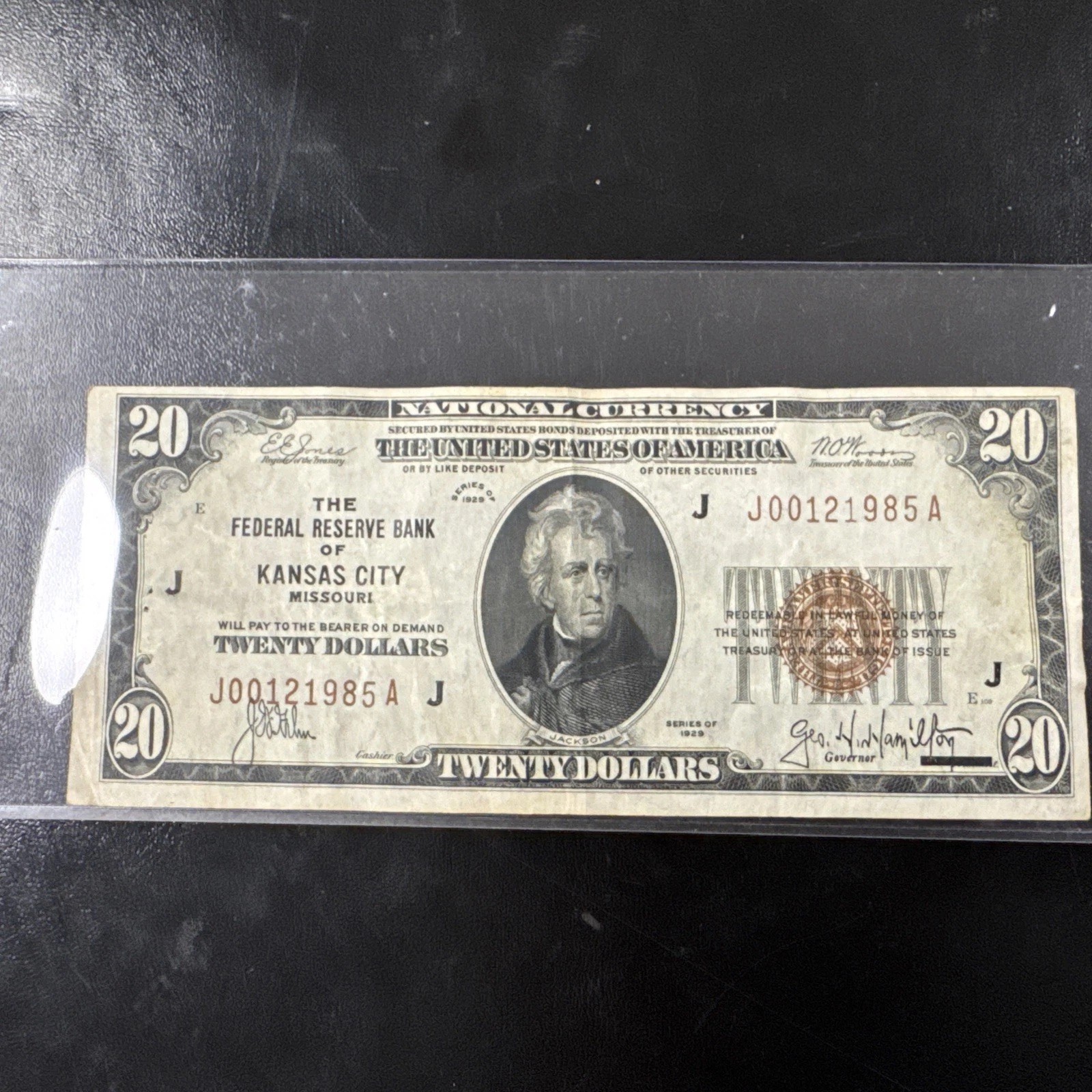 1929 J $20 National Currency Federal Reserve Bank of Kansas City Missouri