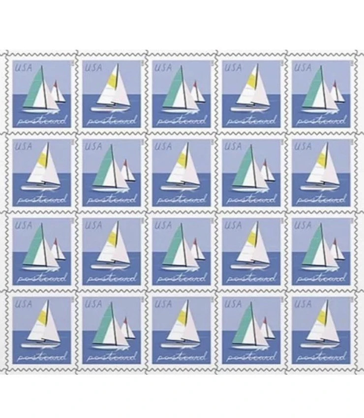 SAILBOATS 5 Sheets of 20 (100 total) Postcard Rate Forever Stamps MNH #5747-5748