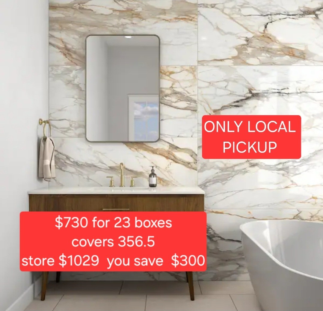 ✨️ Daltile Wenrose Calacatta Topaz 24 in. x 48 in. Polished Porcelain Marble Loo