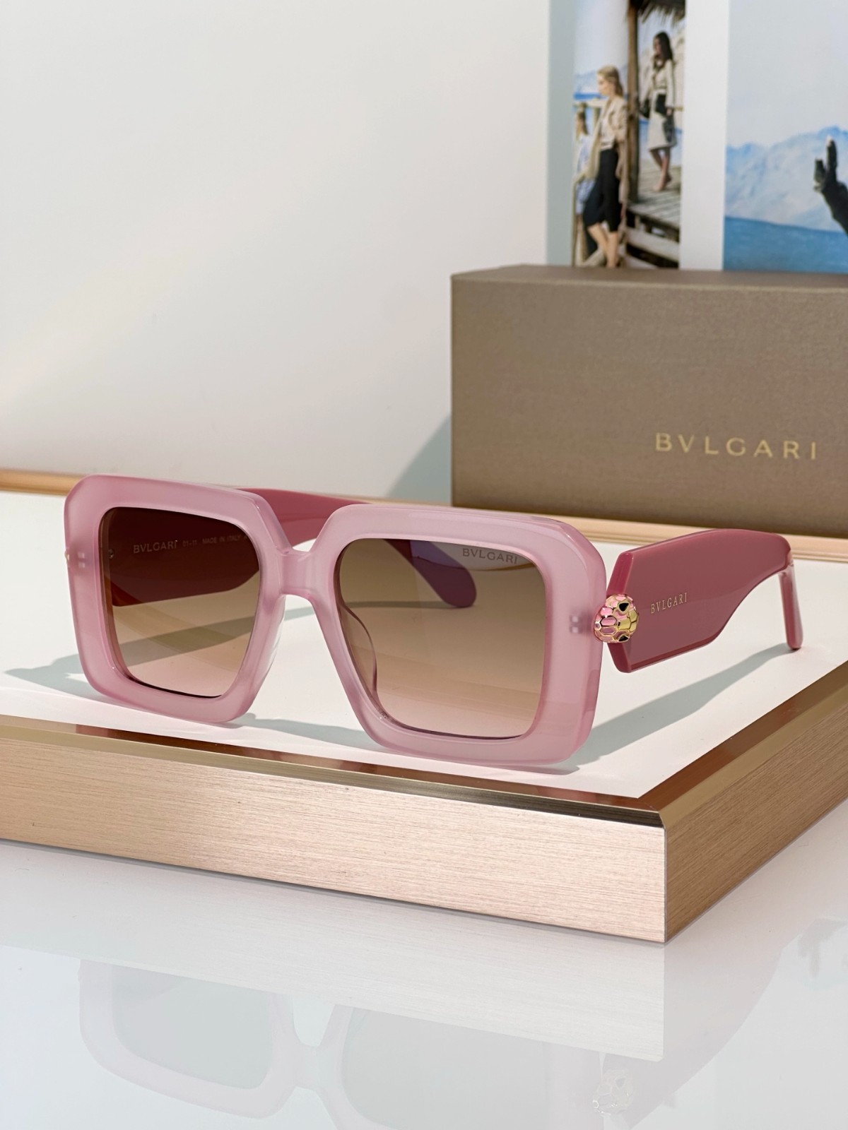 Bvlgari BV40006I Square Sunglasses For Women 52-18-140 Luxury Fashion Eyewear