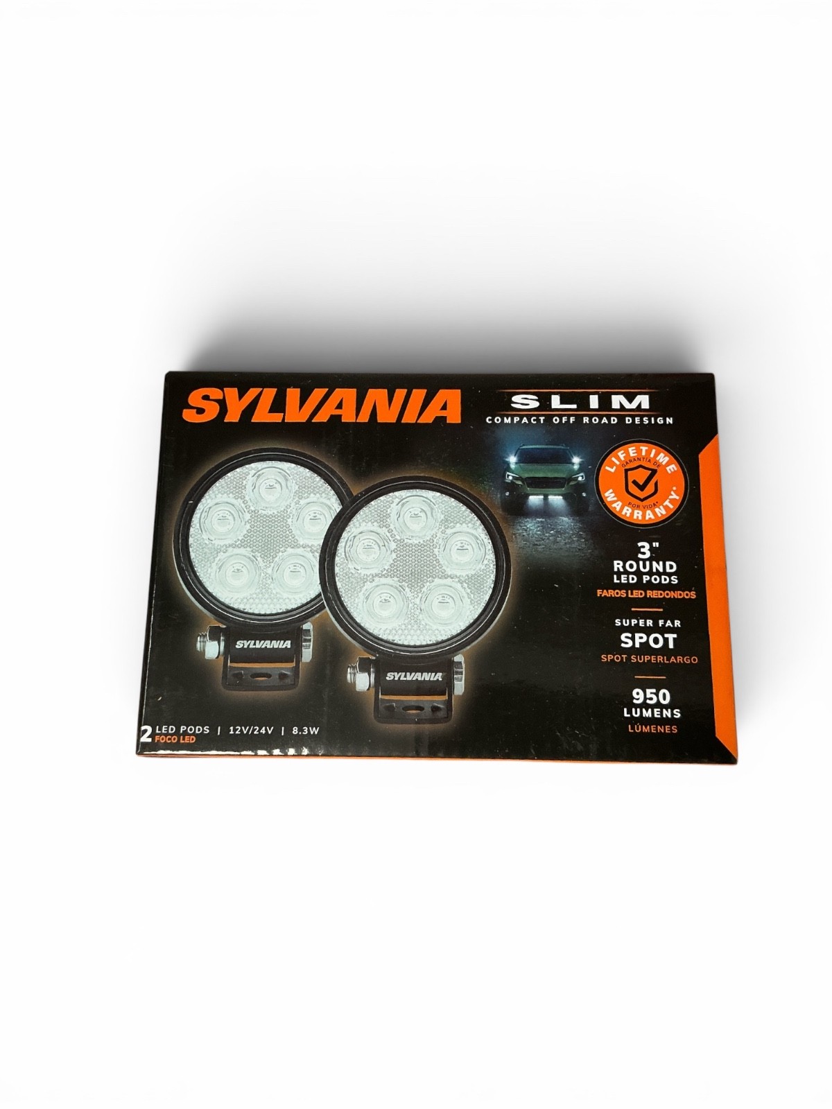 Sylvania Slim 3” Round LED Pods Spot Lights 950 Lumens Off Road 12V/24V Pair