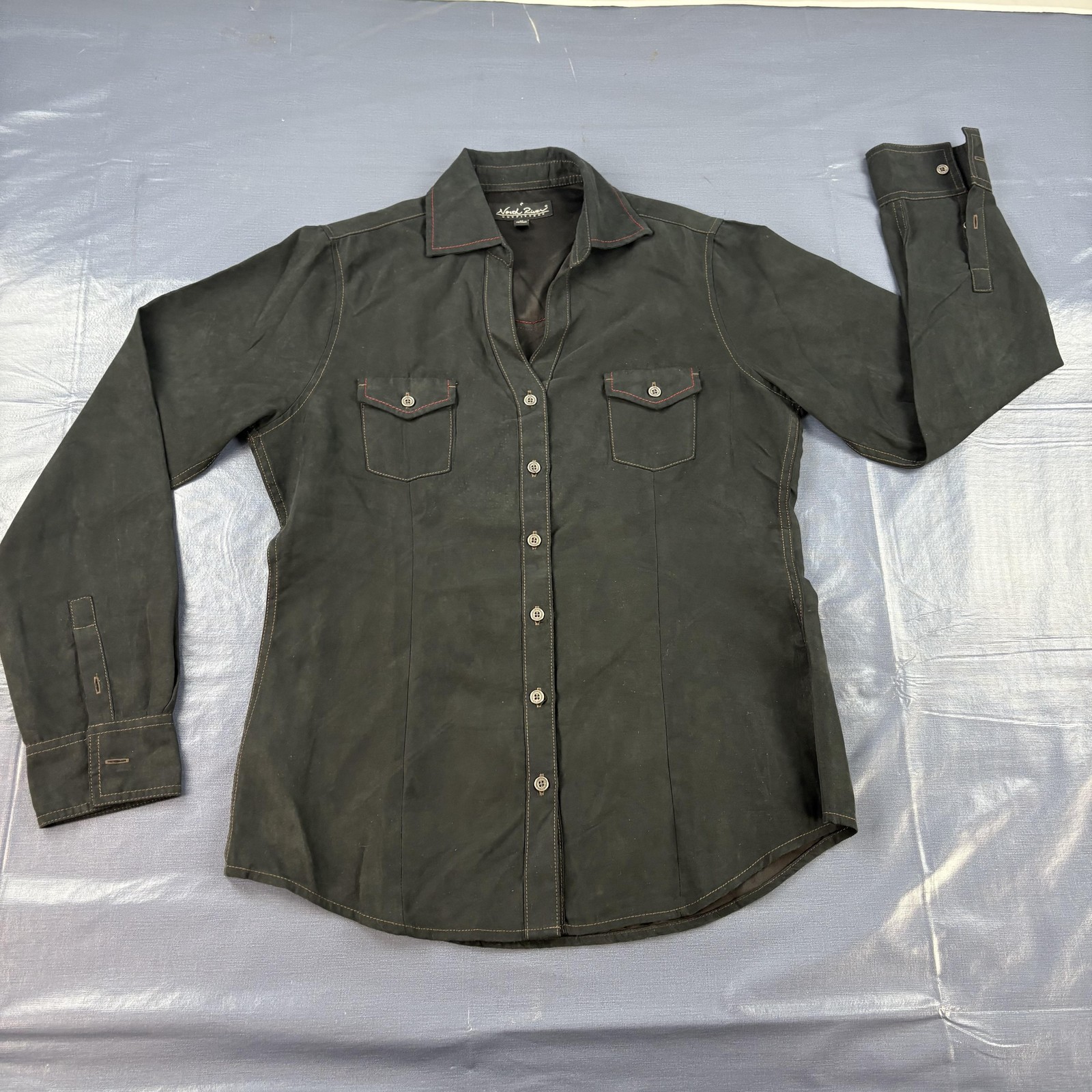 North River Outfitters Shirt Womens Medium Green Button Up Long Sleeve Top