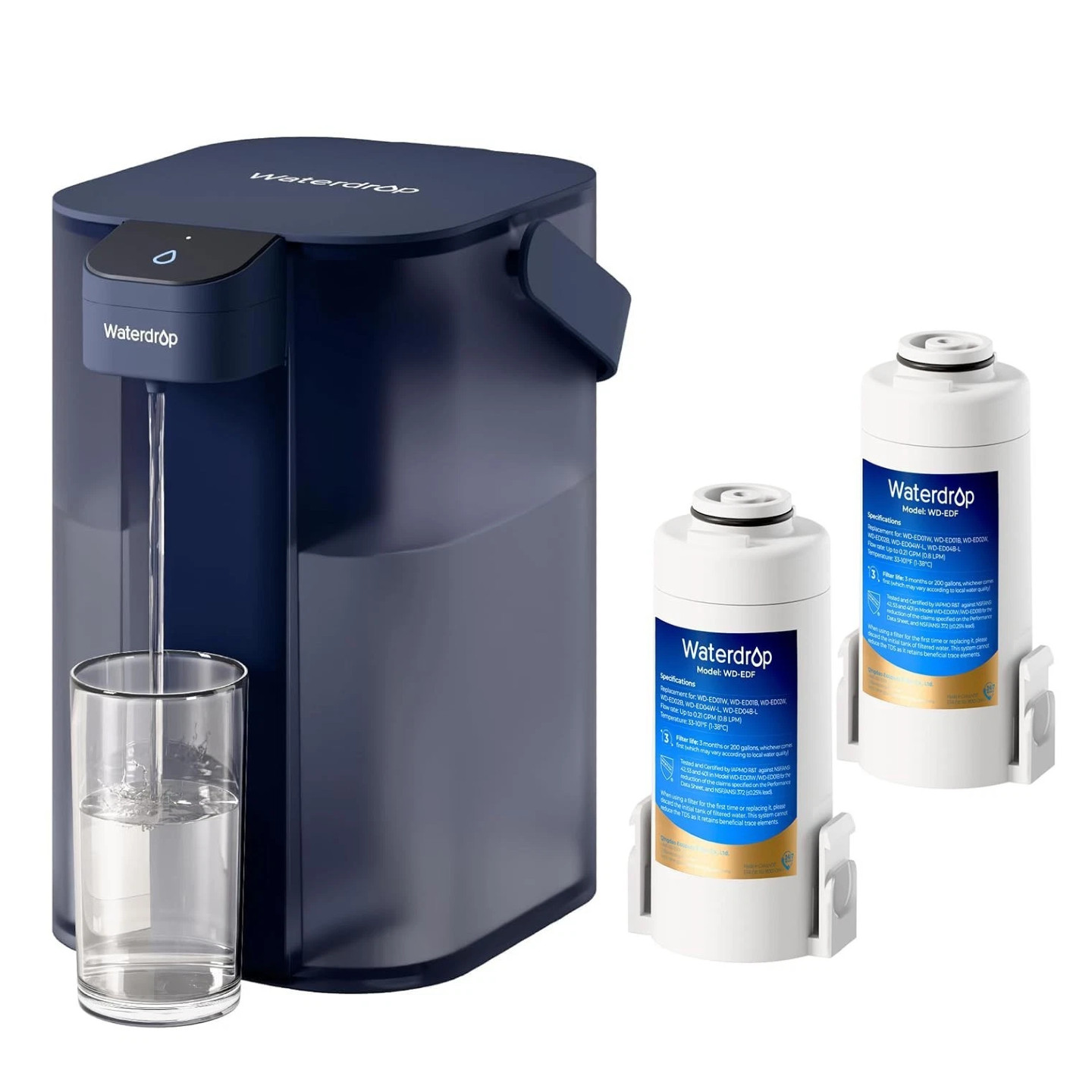 Waterdrop Electric Water Filter Pitcher,  Dispenser,200-Gallon,with 2 Filter