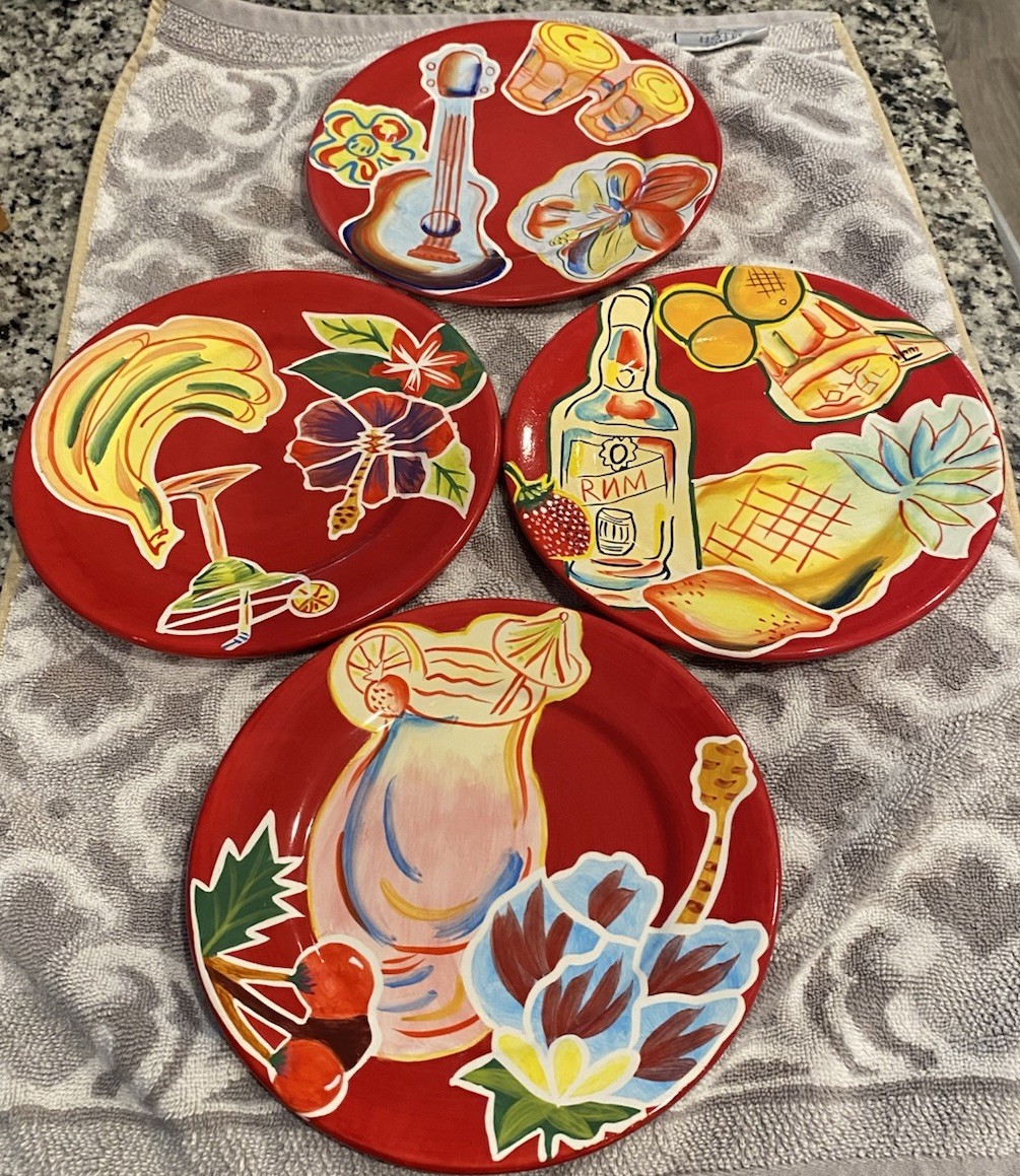 Set of 4 Ambiance Hot Topic App/Luncheon Plates By Nanette Vacher CERP2-655
