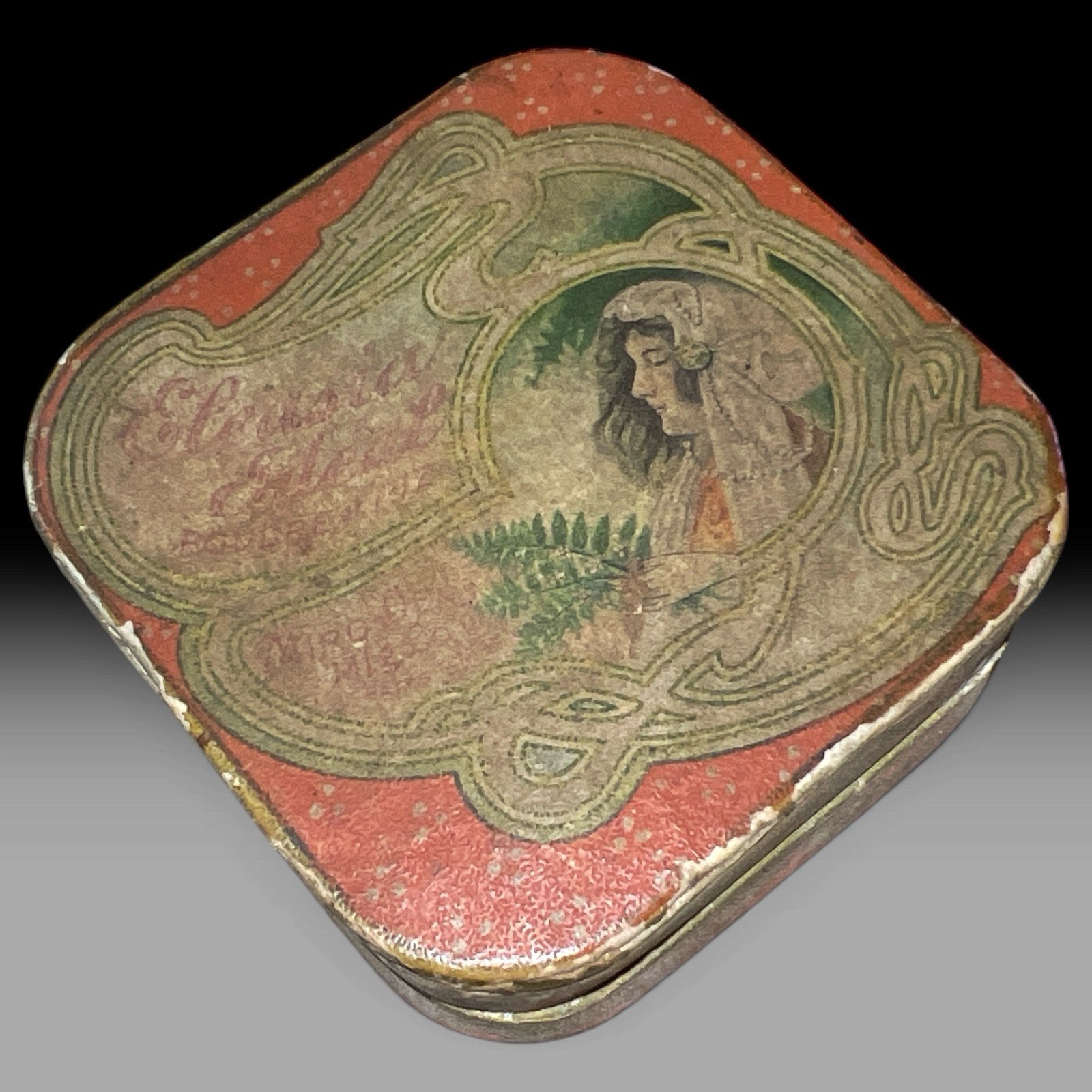 Antique SUPER RARE L.T. Piver Miro-Dena Face Powder Box ~1905 Art Nouveau