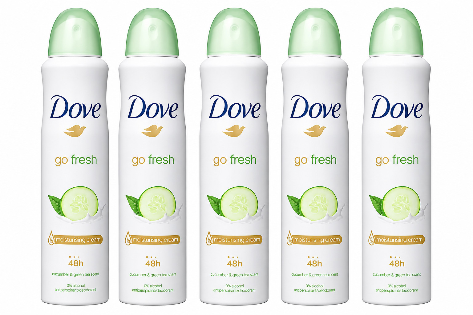 Dove Spray Cucumber Green Tea x [5 Pack] x 150ml  Antiperspirant Deodorant Spray