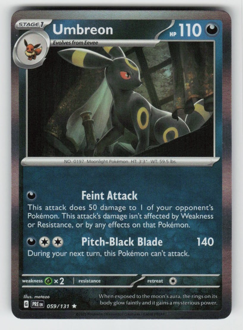 Holo Umbreon 059/131 Rare Prismatic Evolutions Near Mint Holo Umbreon 059/131 Rare Prismatic Evolutions Near Mint