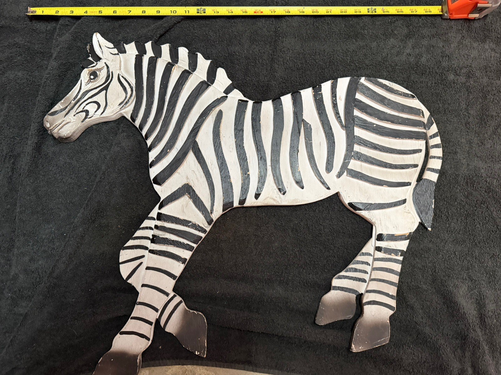 Vintage Hand made Wooden Zebra Horse Folk Art Animal Figurine Primitive 26 x 22 Vintage Hand made Wooden Zebra Horse Folk Art Animal Figurine Primitive 26 x 22