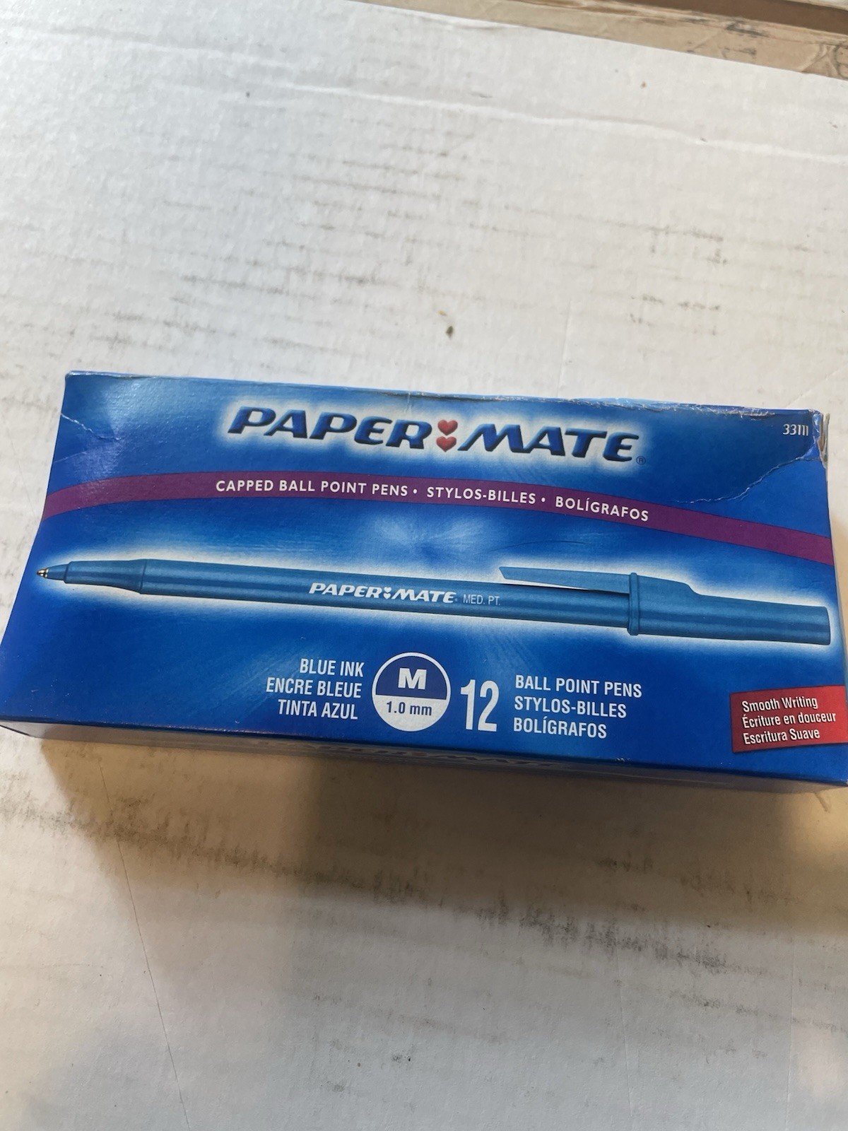 Vtg 2005 New In Box Paper Mate 12 Blue Ball Point Pens 1.0mm Capped 33111 M NOS Vtg 2005 New In Box Paper Mate 12 Blue Ball Point Pens 1.0mm Capped 33111 M NOS