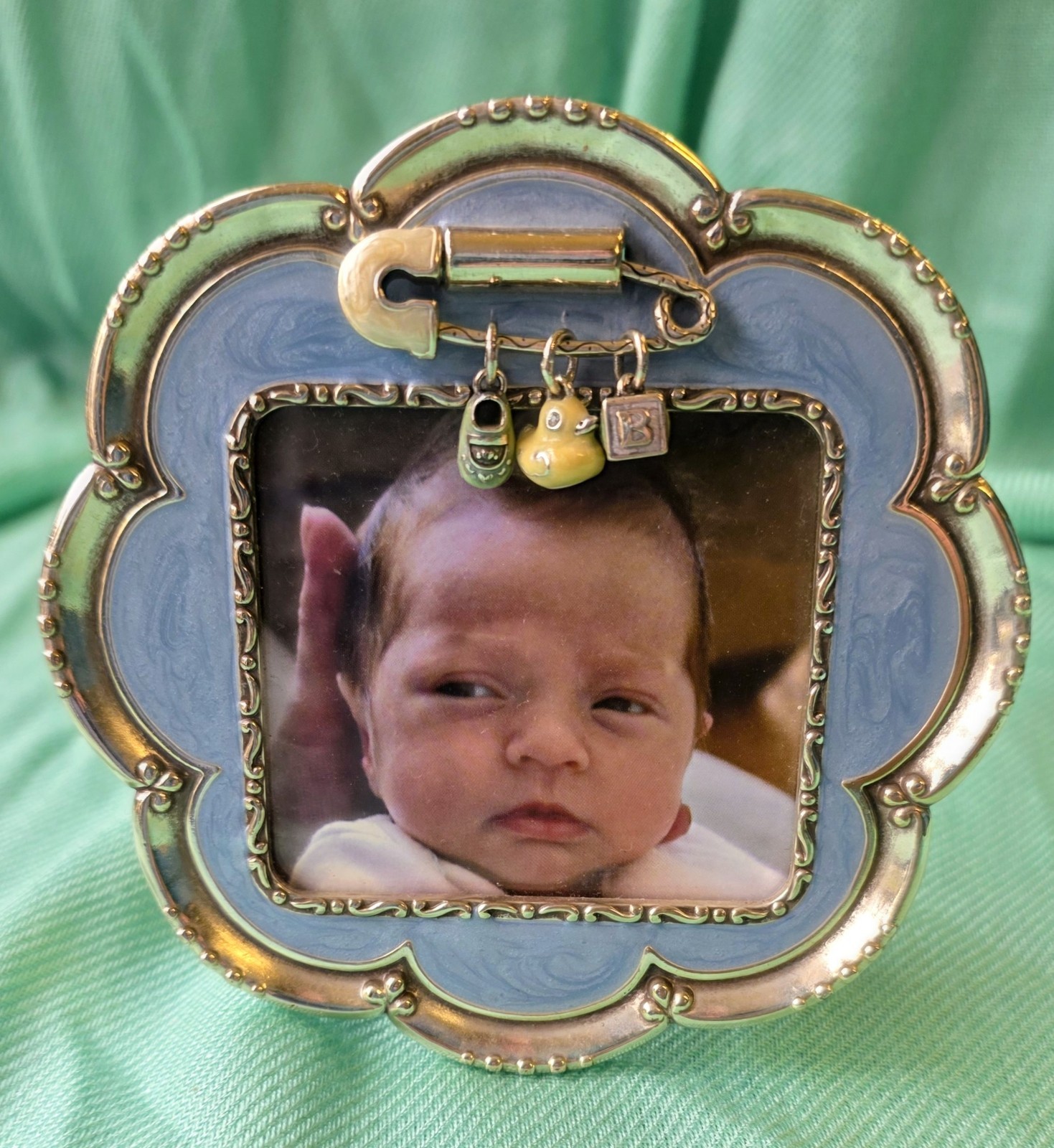 New Brighton Baby Love Flower Frame Silver Blue 