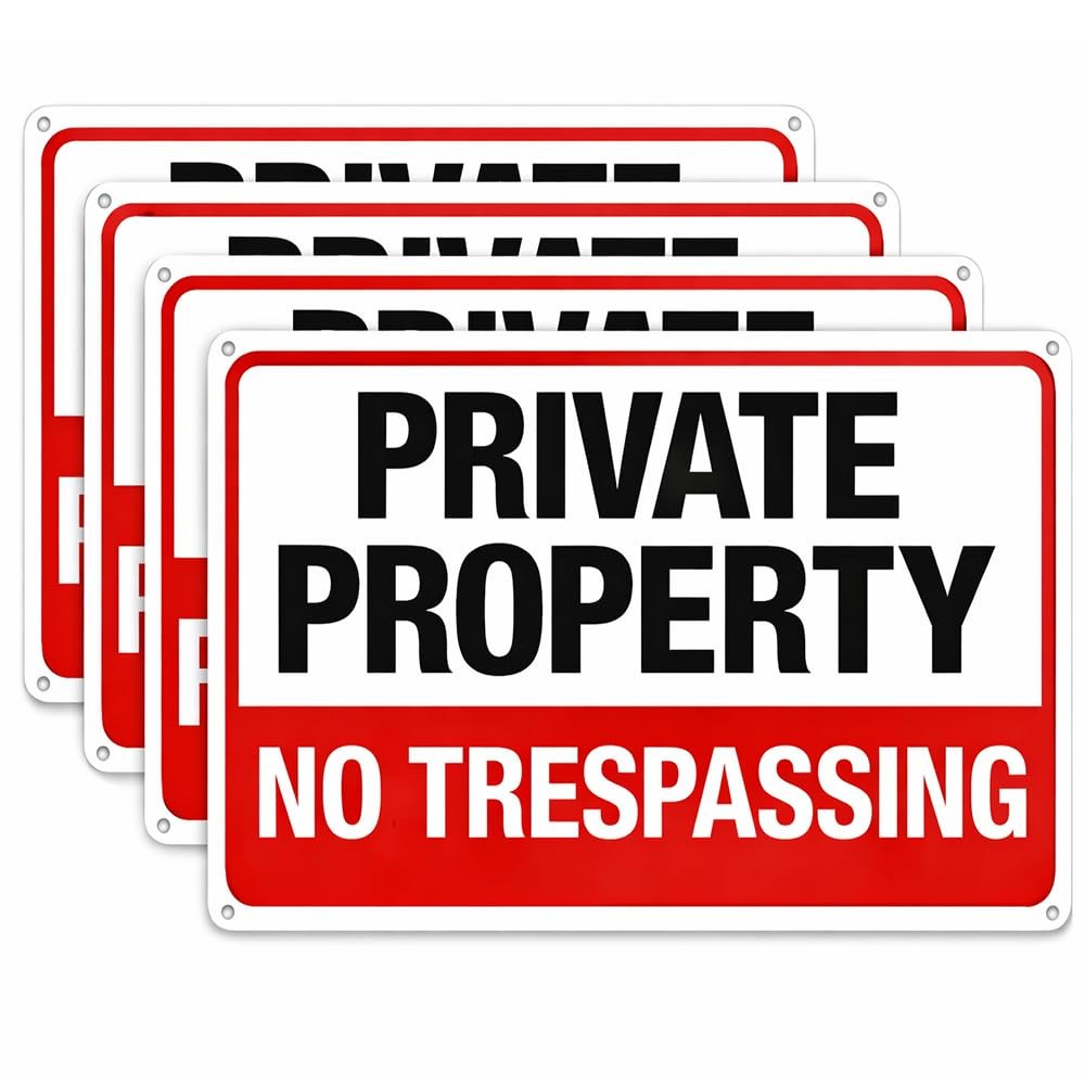 4Pack No Trespassing Signs Private Property Metal Sign 10 x 7 In Aluminum 4Pack No Trespassing Signs Private Property Metal Sign 10 x 7 In Aluminum