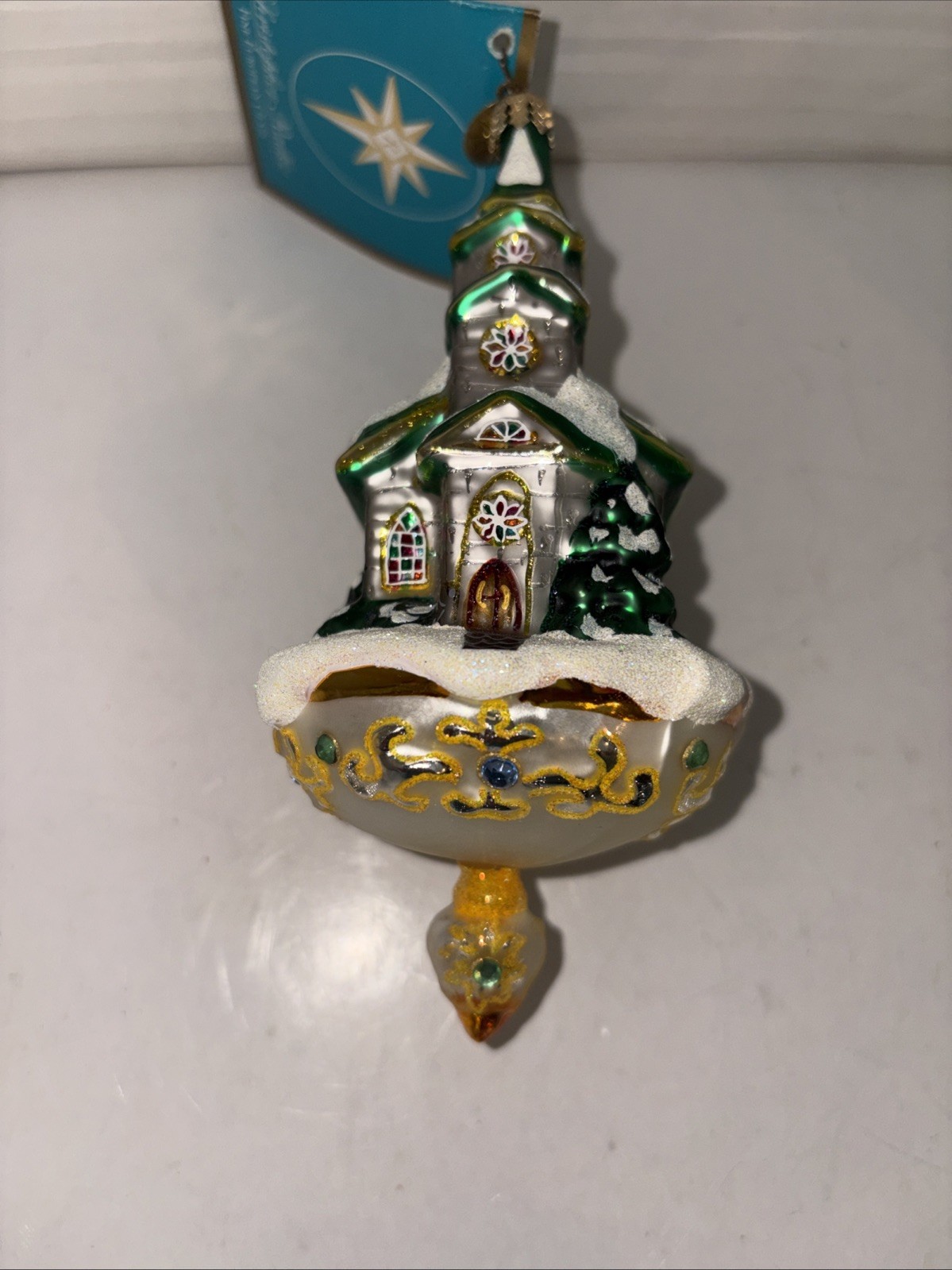 Christopher Radko 2005 PINEWOOD PRAYERS Glass Chapel Church Ornament 6.5”