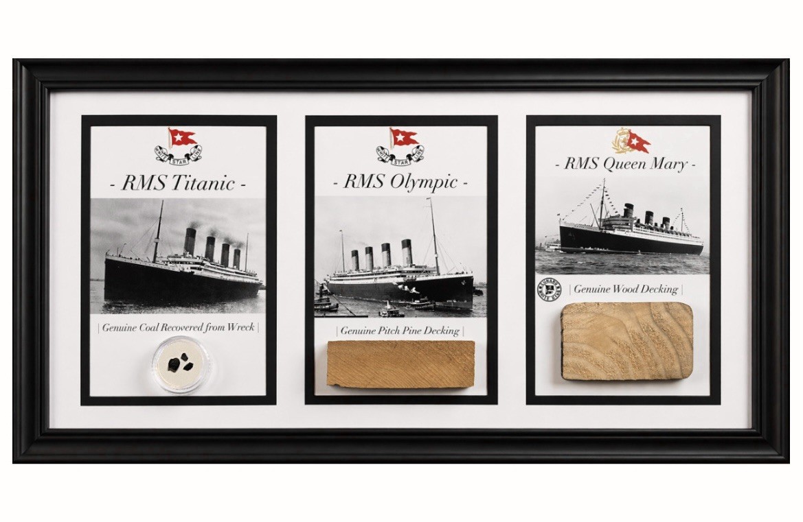 Titanic, Olympic, & Queen Mary Artifacts | Genuine Framed Relics 15x8 | w/ COAs