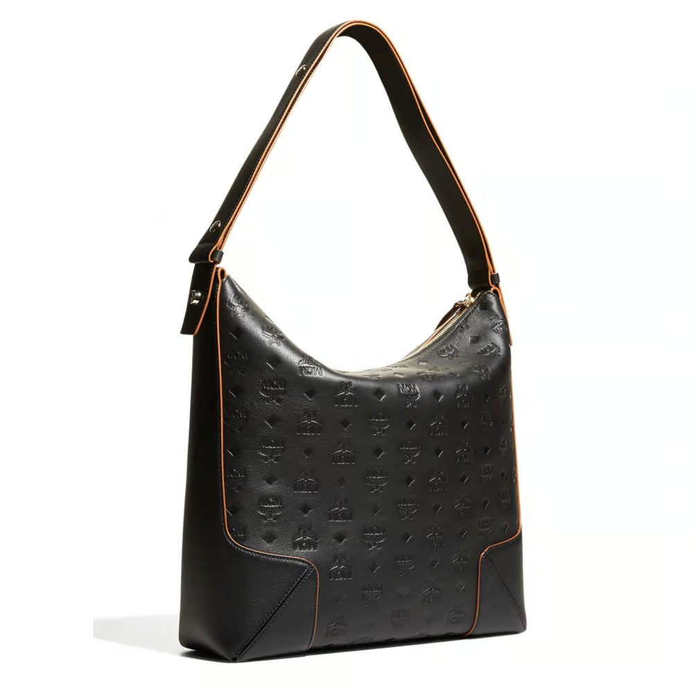 MCM Klara Large Monogram Hobo Black Leather Bag