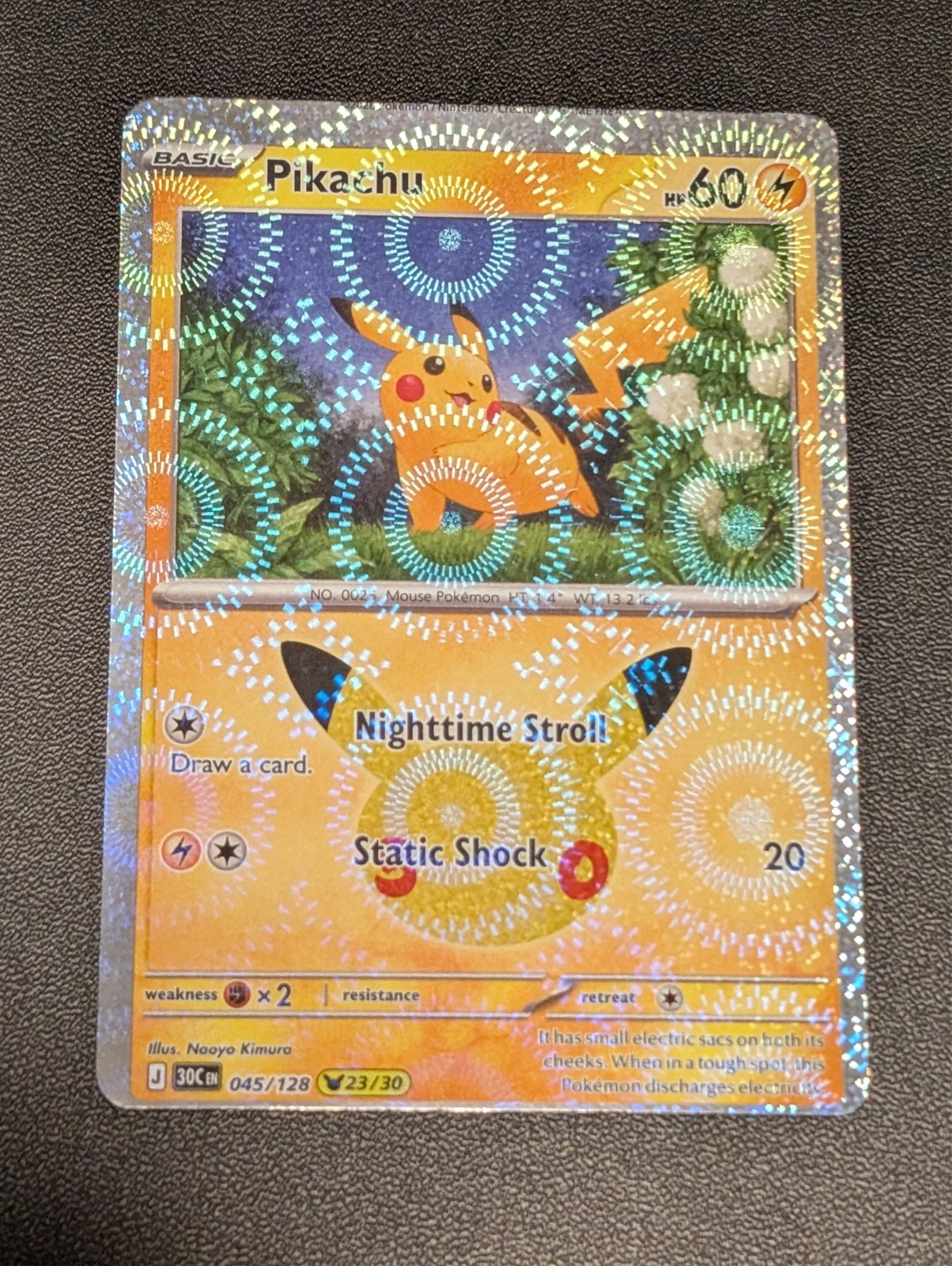 ERROR Miscut Pikachu 23/30 Celebrations Holo Rare English Pokemon 045/128