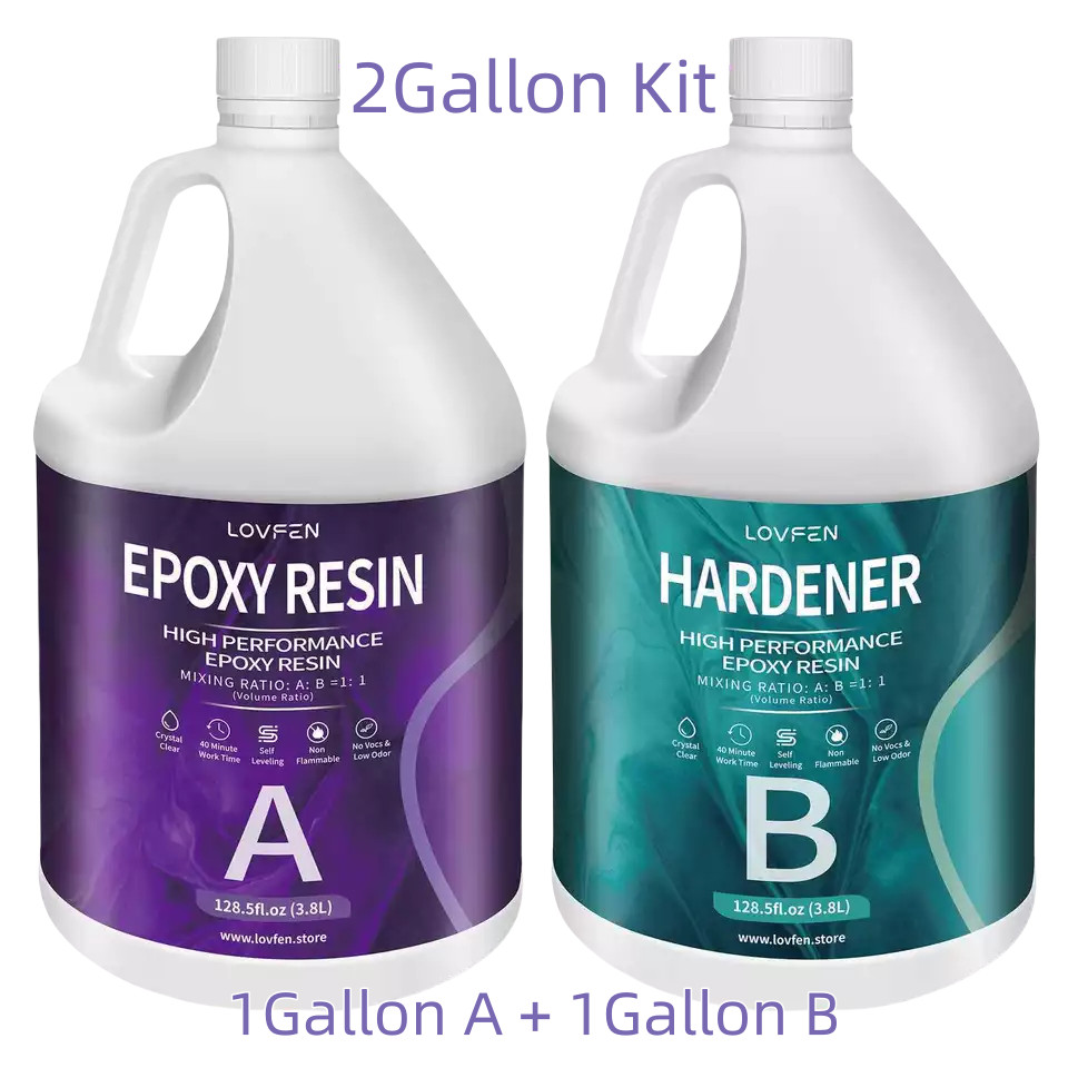 2 Gallon Kit 1:1 Epoxy Resin Kit High Gloss Crystal Clear Tabletop & Craft Resin