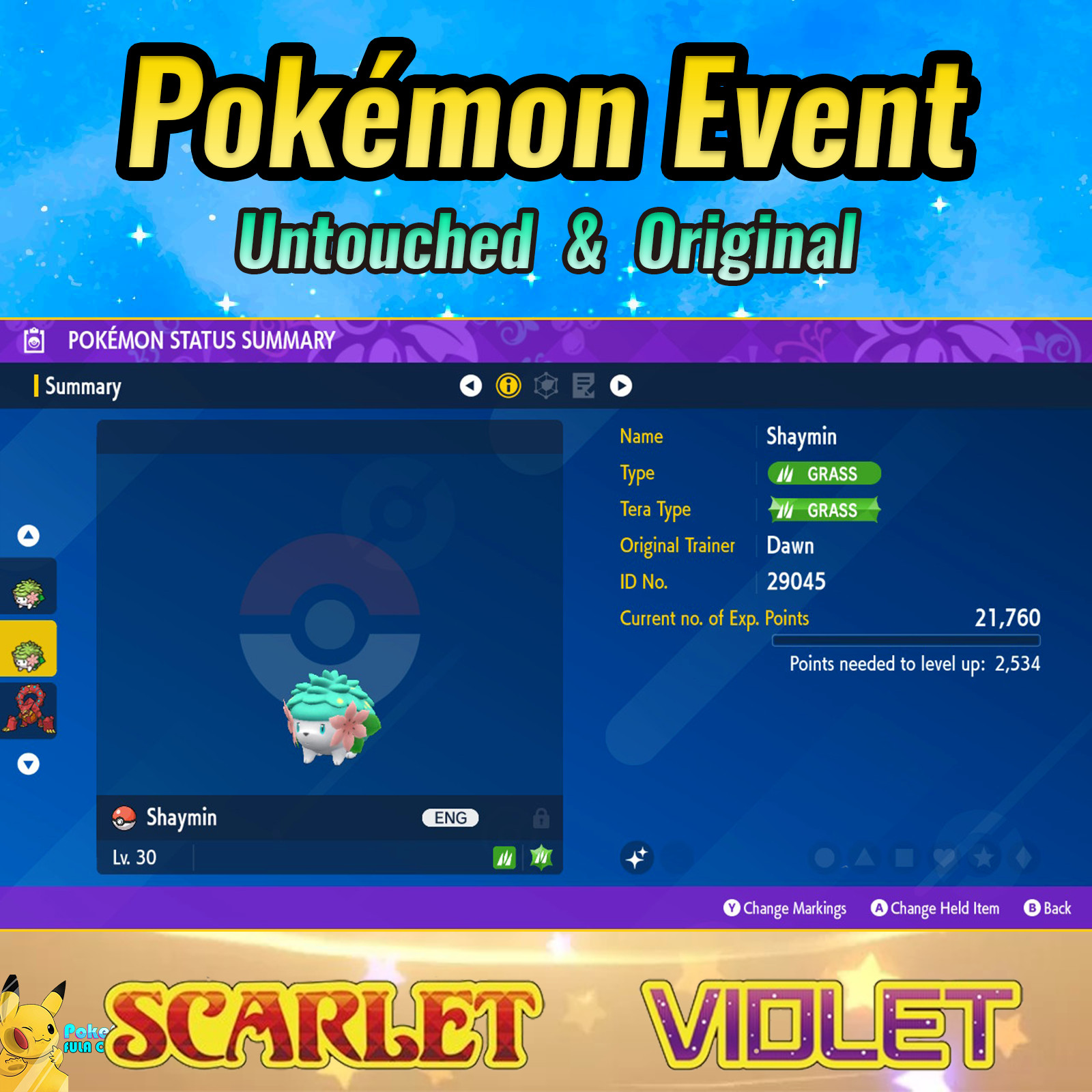 ✨Shiny Shaymin 💚Event Oak\'s Letter Shaymin 💜 Pokémon Scarlet & Violet