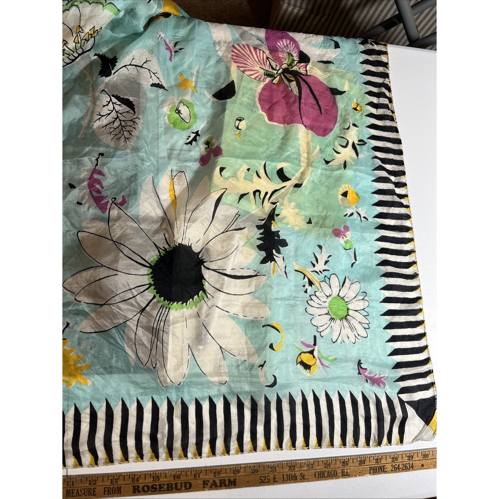 Antique Vintage Silk Scarf 31”x33”