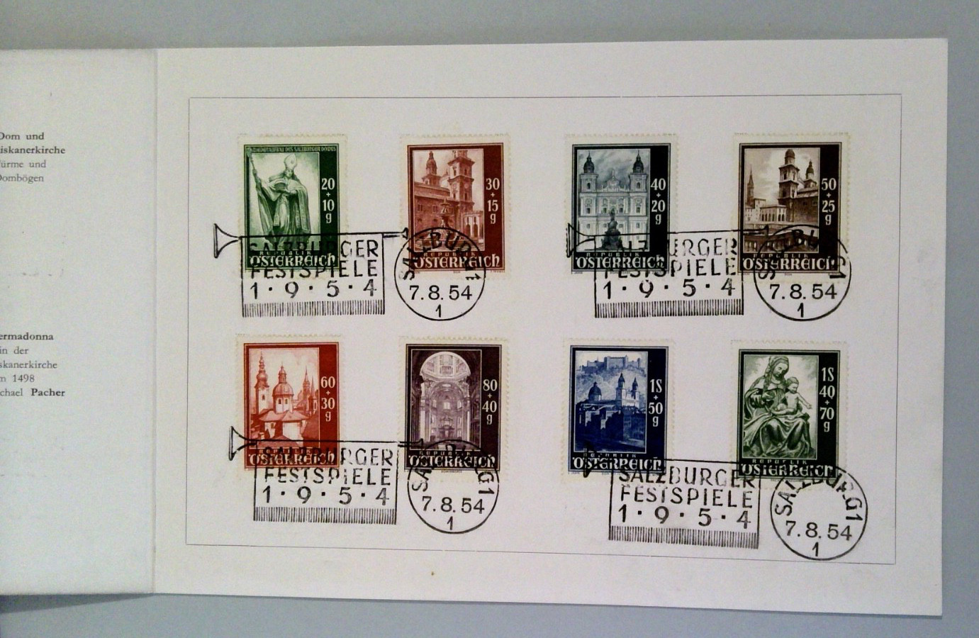 1954 Austria Salzburg Cathedral Reconstruction Folder Complete Set. #123