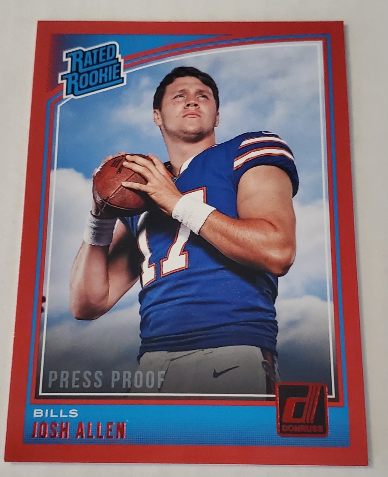 JOSH ALLEN (RC) 2018 Donruss Rated Rookie PRESS PROOF RED BUFFALO BILLS #304🔥