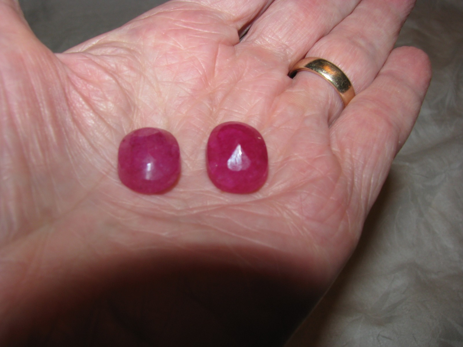 Pair of Natural Pink Beryl Bixbite Oval Cabochons Approx. 14-18 mm