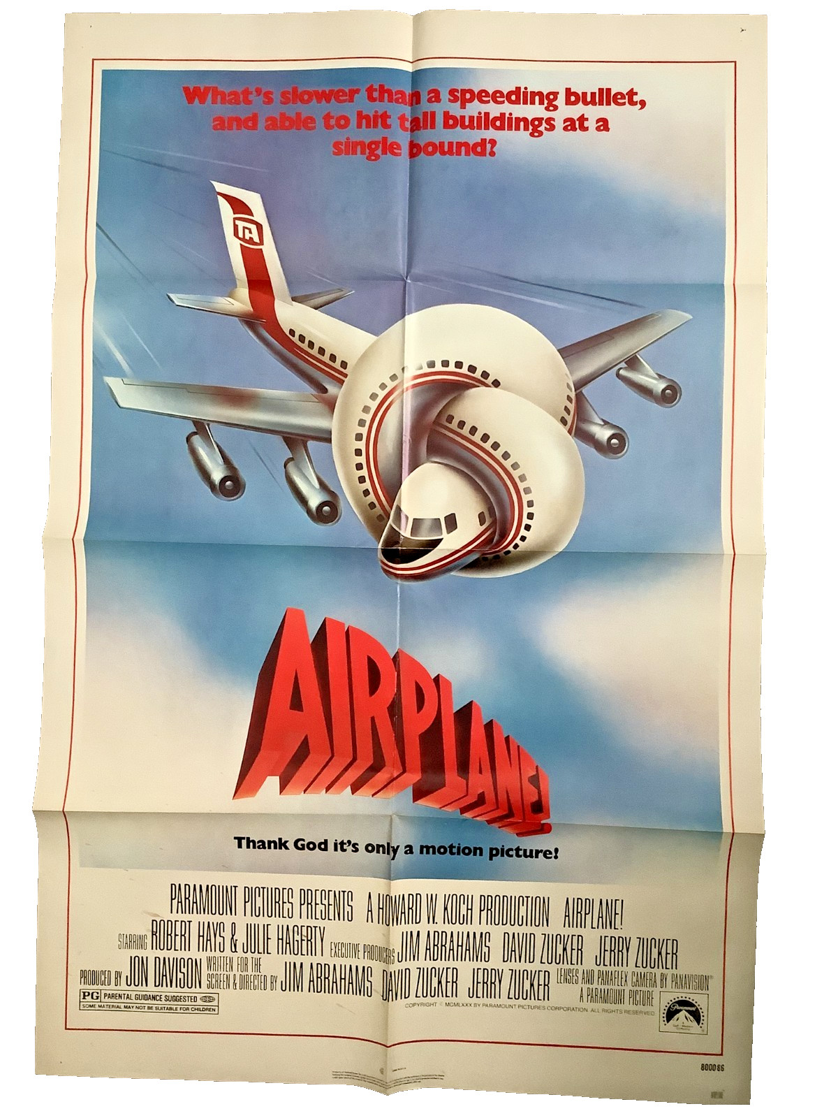 AIRPLANE 1980 LESLIE NIELSON ORIGINAL MOVIE POSTER (800086) 27 x 40