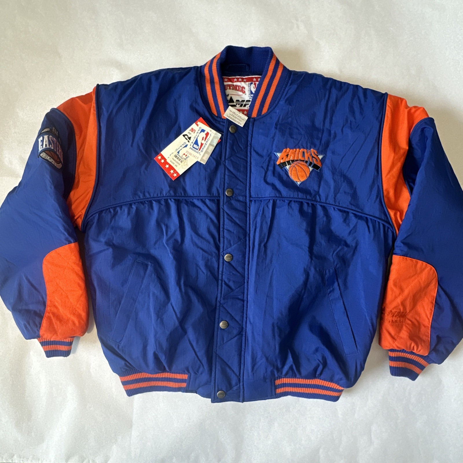Vintage 90s New York Knicks Nutmeg by Campri Bomber Jacket Men's L Deadstock NWT