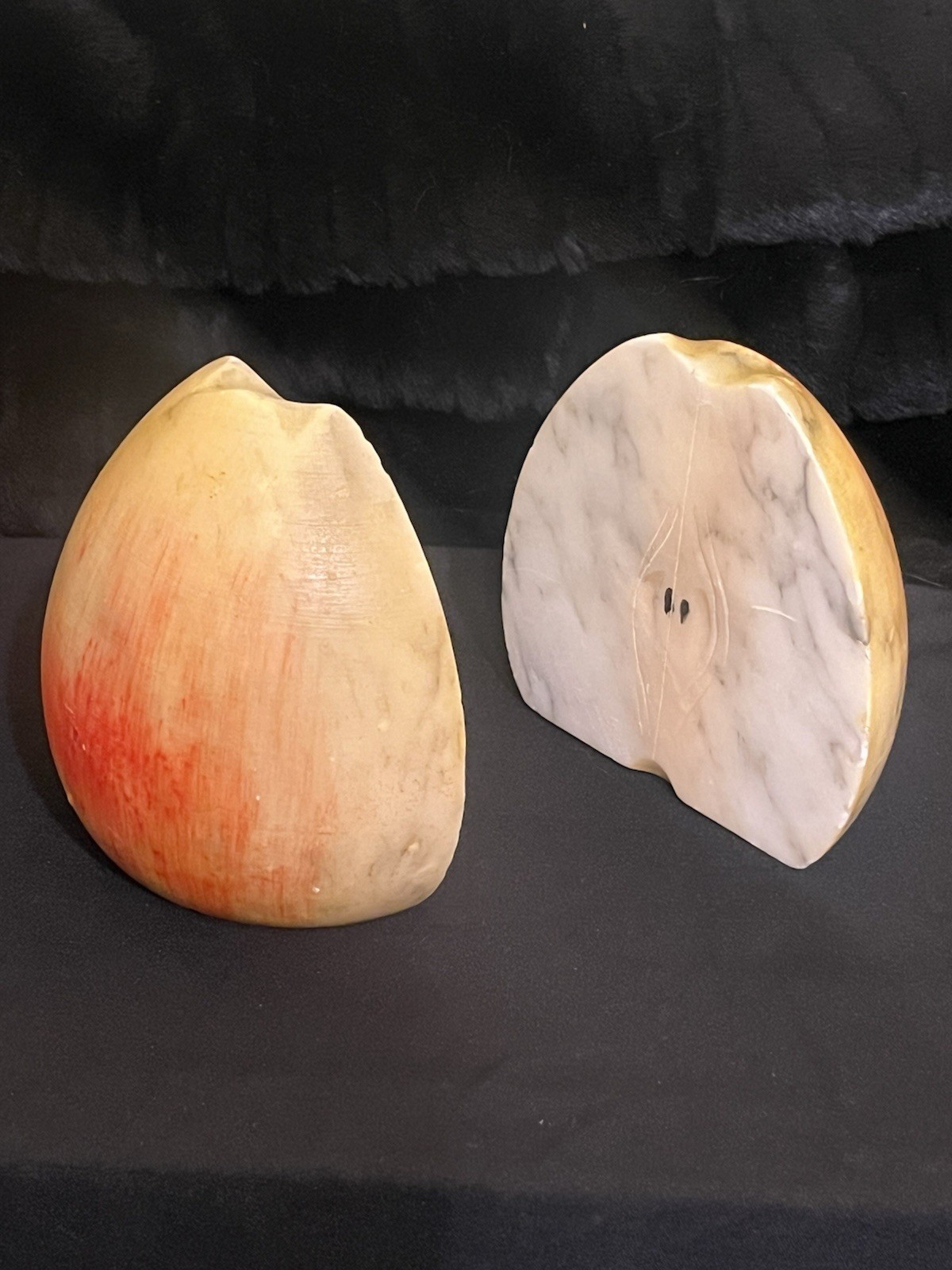 MCM Vintage Italian Alabaster Split Apple Bookends Firm Prof G Bessi Volterra