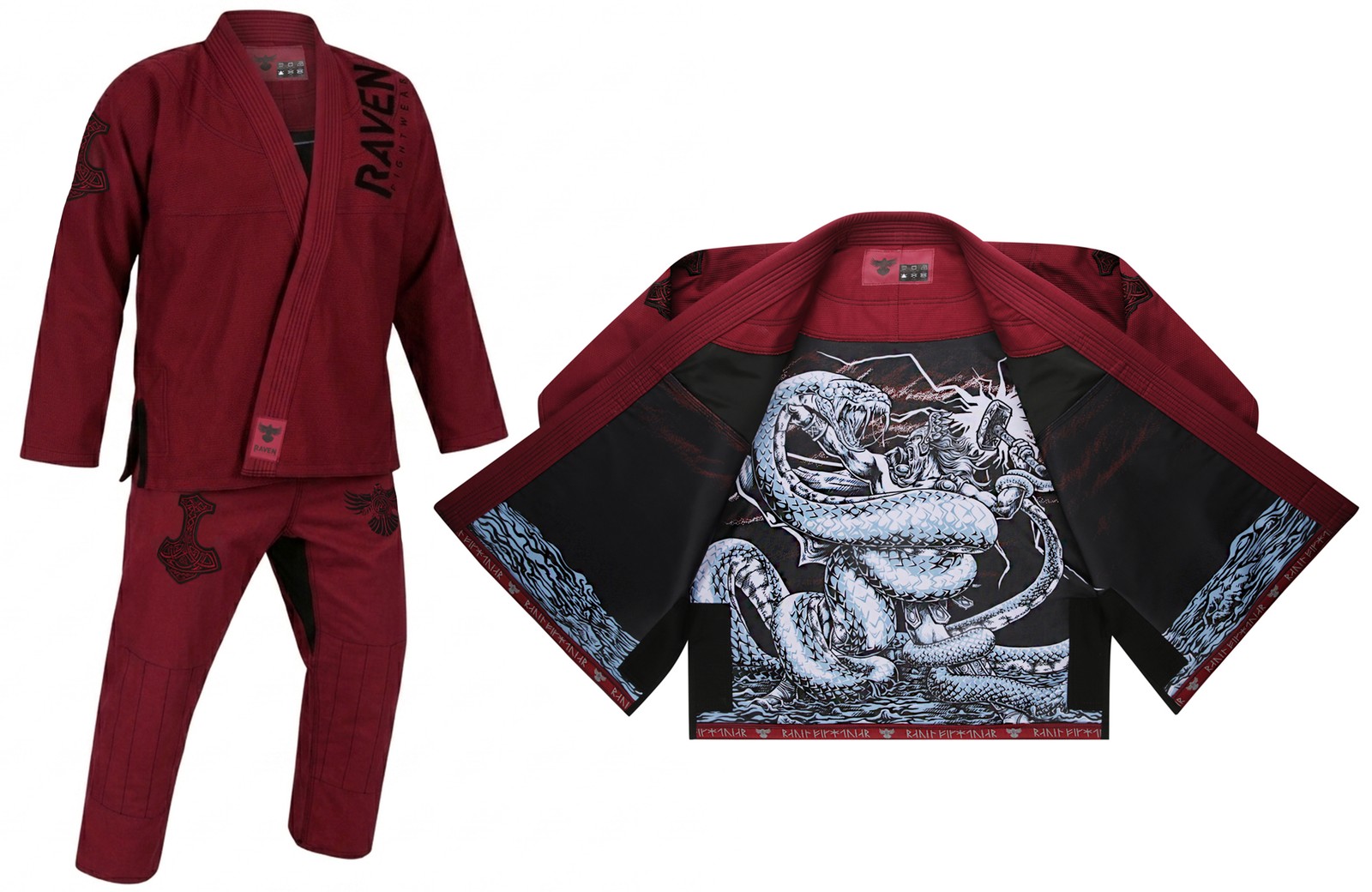 Raven Fightwear Men\'s Thor Nordic Brazilian Jiu Jitsu Uniform Premium BJJ Gi Mar