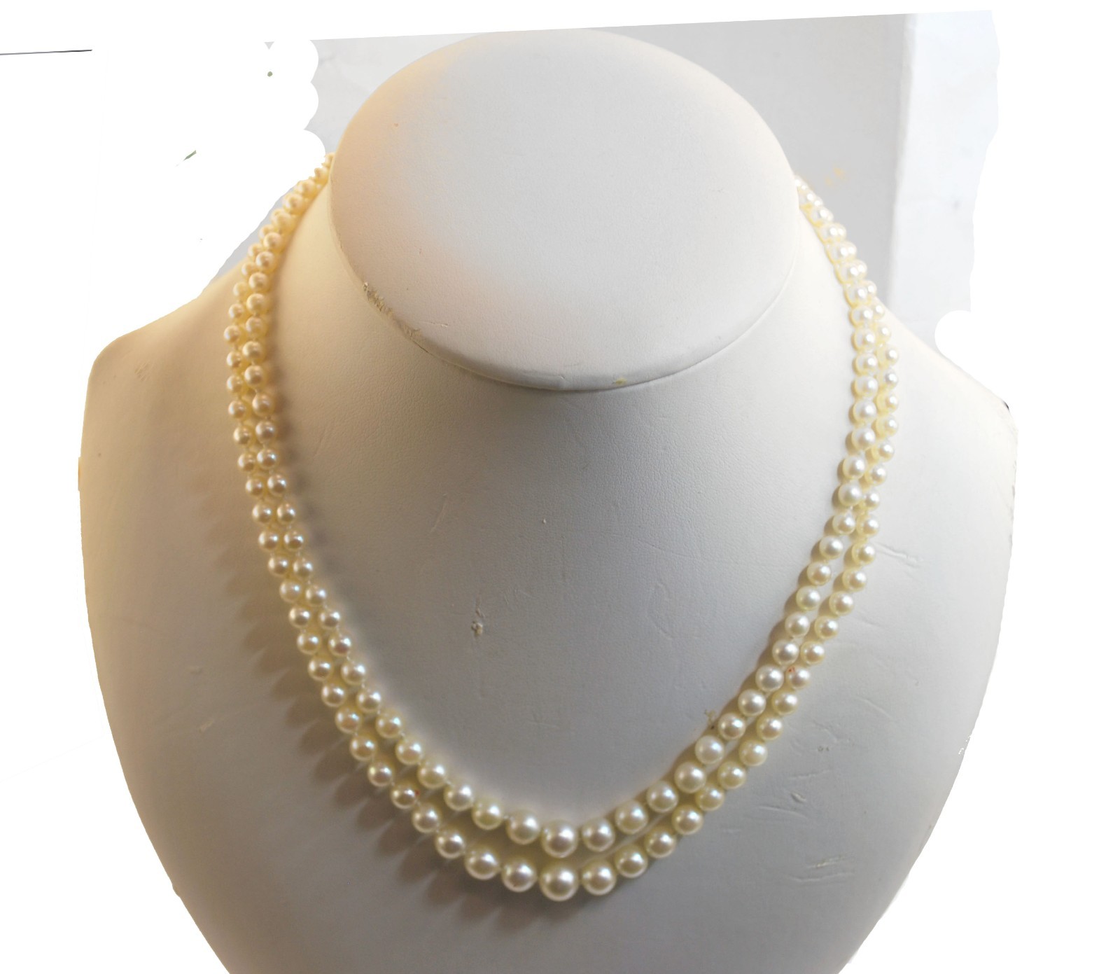 Vintage Saltwater Akoya Cultured Pearl Graduated Necklace 14K White Gold 16”