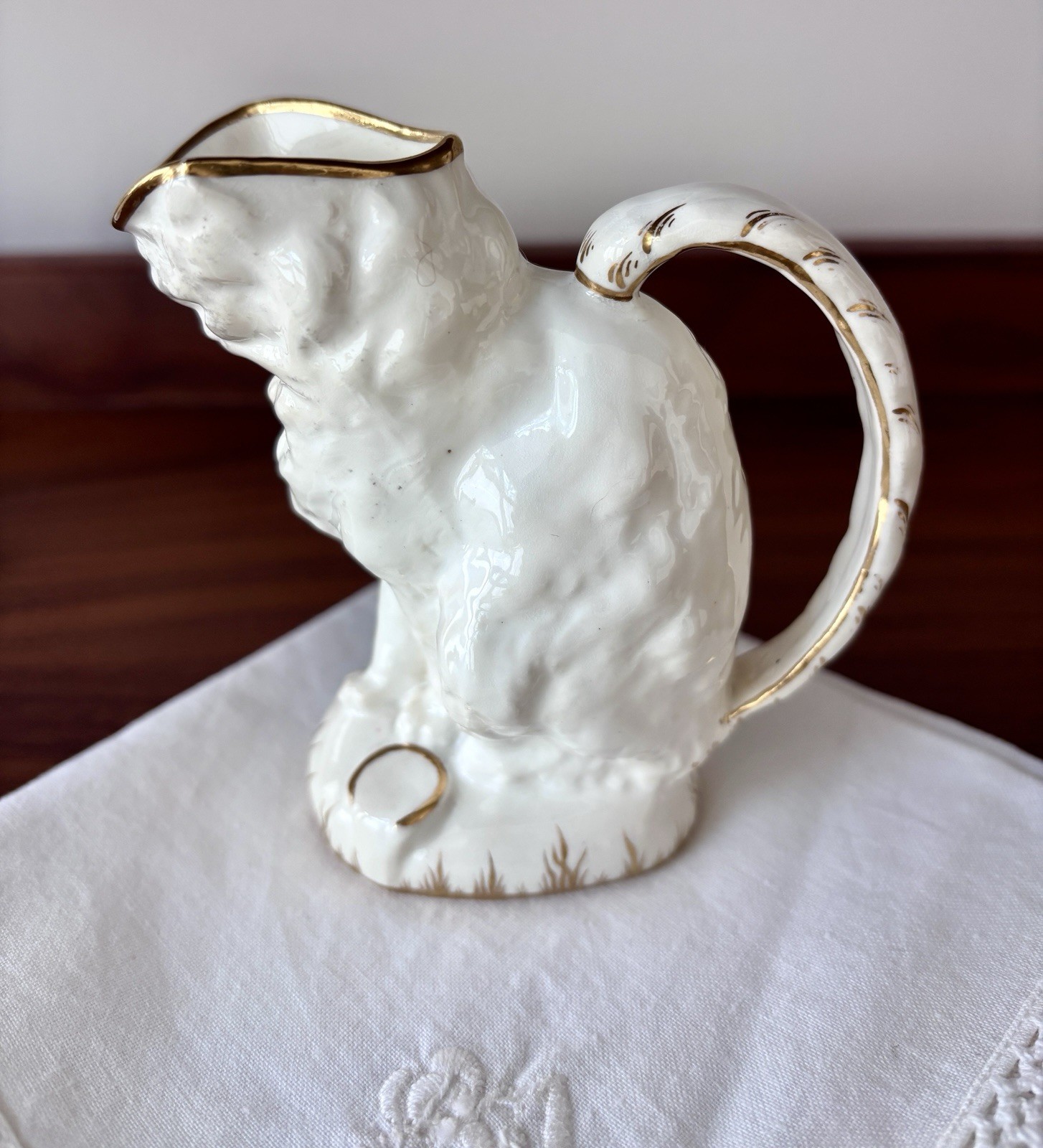Antique Mintons English Porcelain Cat Figural Cream Creamer Circa 1873–1890.