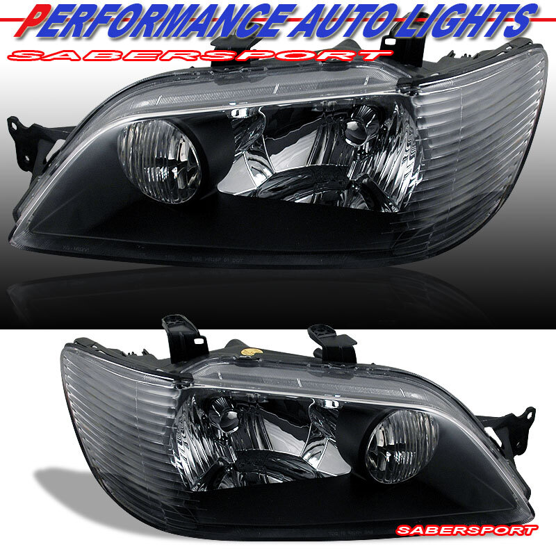 Set of Pair OE Style Black Headlights For 2002-2003 Mitsubishi Lancer