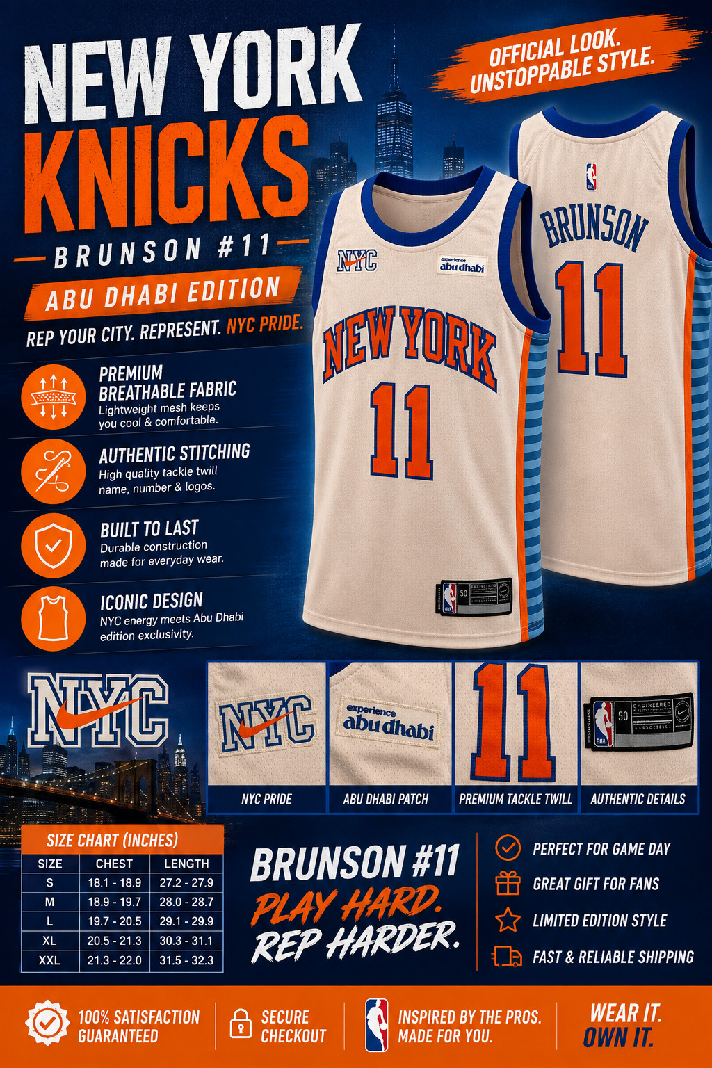 NYC Knicks #11 Jalen Brunson Stitched Cream City Edition Jersey NYC Knicks #11 Jalen Brunson Stitched Cream City Edition Jersey