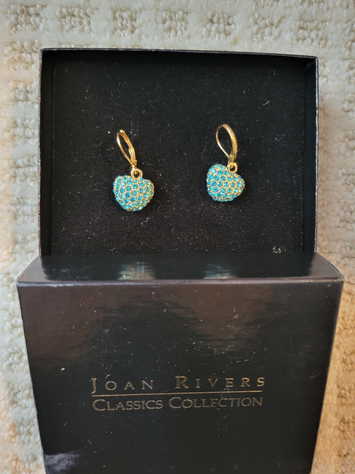 Joan Rivers Fashion Jewelry Blue Huggies Hoops With Gold Detailing